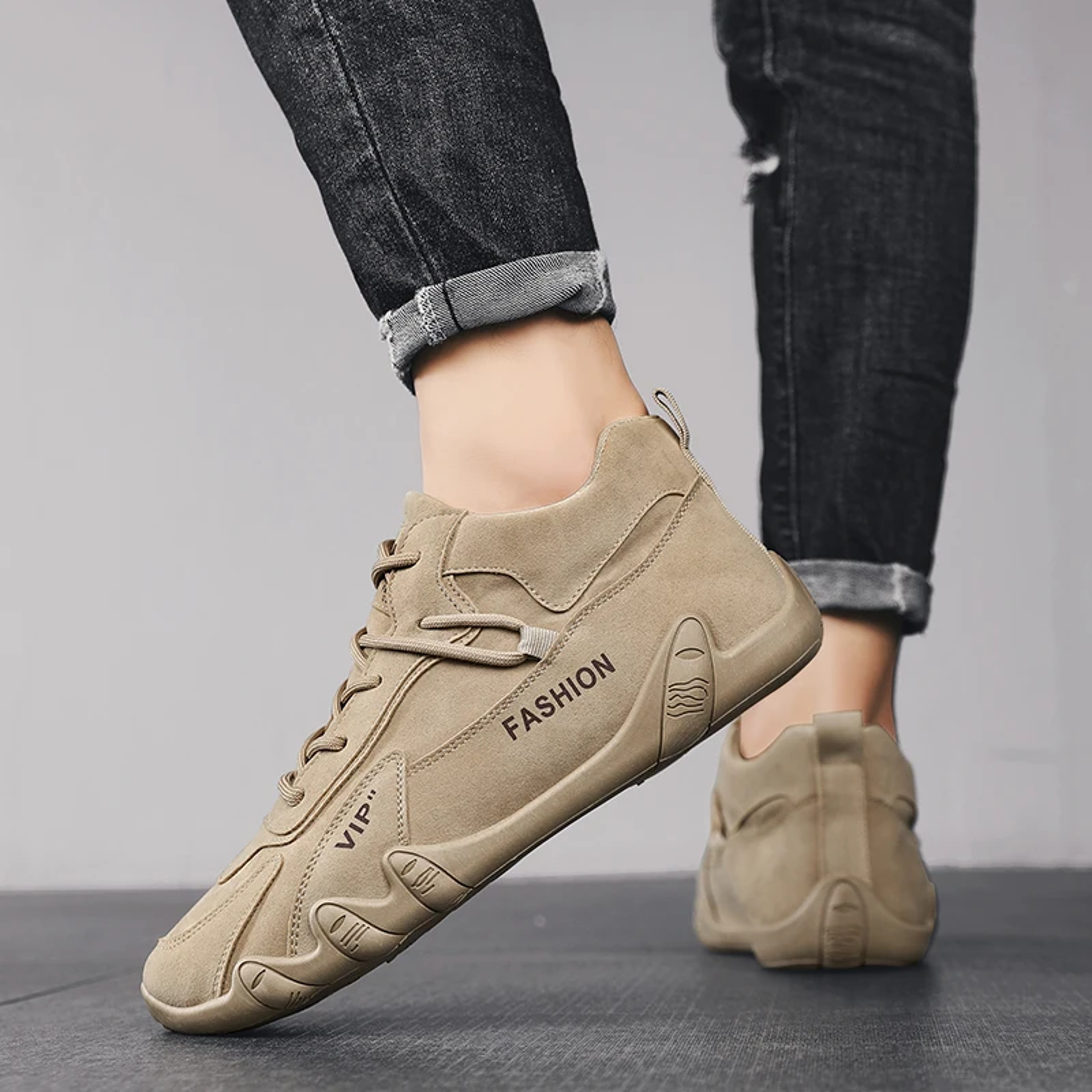 Casual Sneakers Non Slip Ankle Boots For Men Spring Khaki Work Mens Shoe Lace Up Short Boots Loafer 0