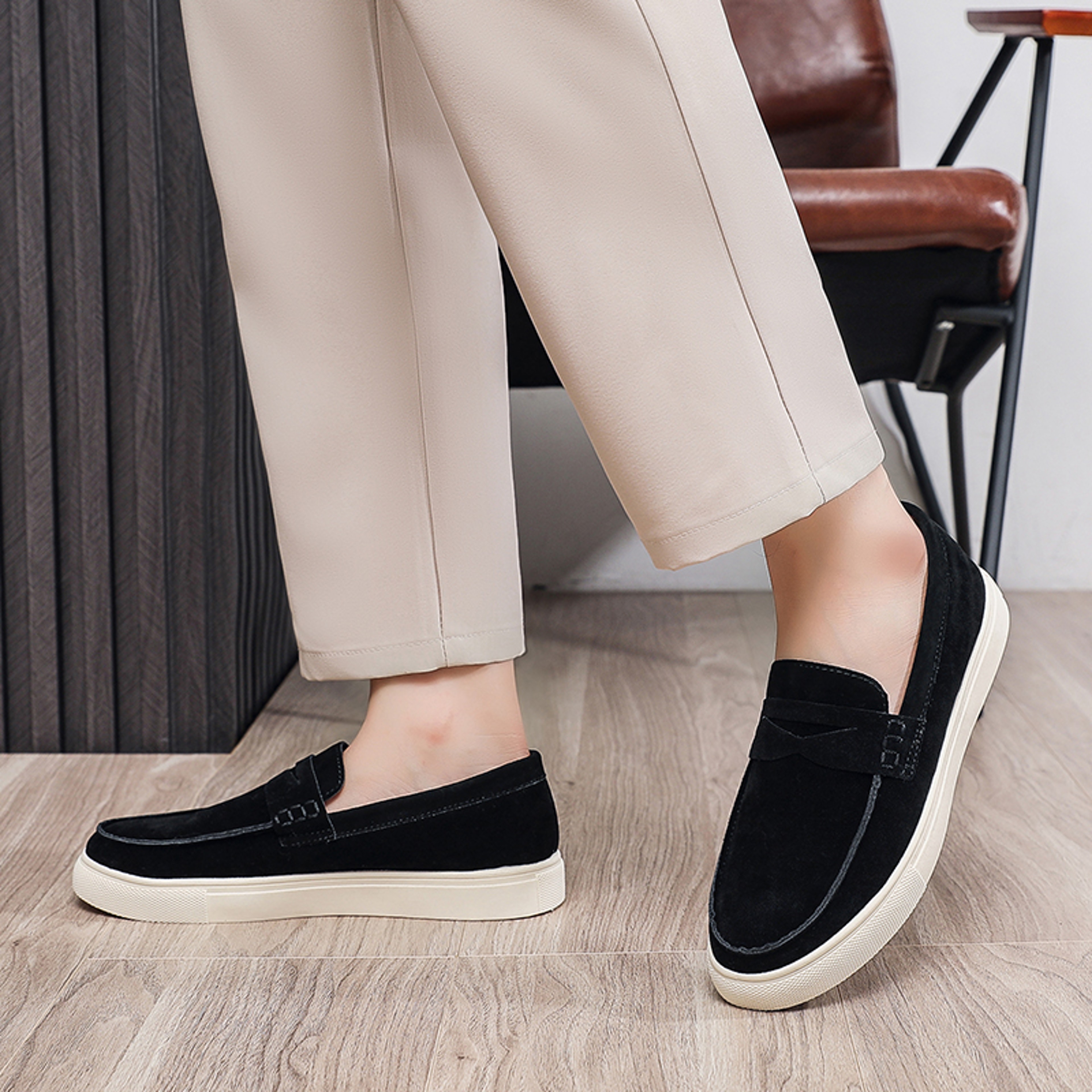 Mens Suede Leather Loafers For Autumn Classic Brown SlipOn Loafers Casual Walking Shoes Driving Sho 0