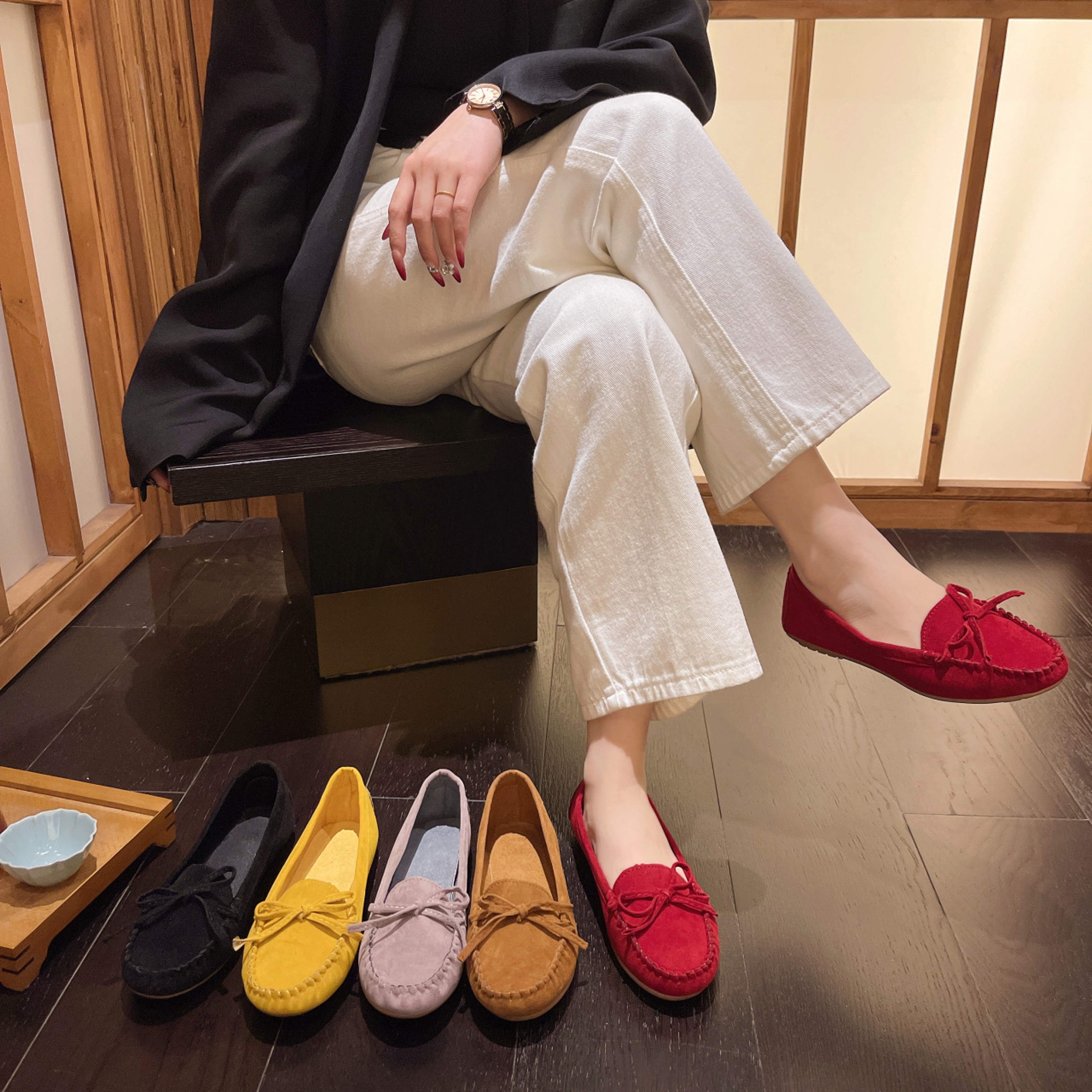 Brand Casual Flat Shoes For Women New Spring Autumn Loafers Slipon Ladies Flats Leather And Cashmer 0