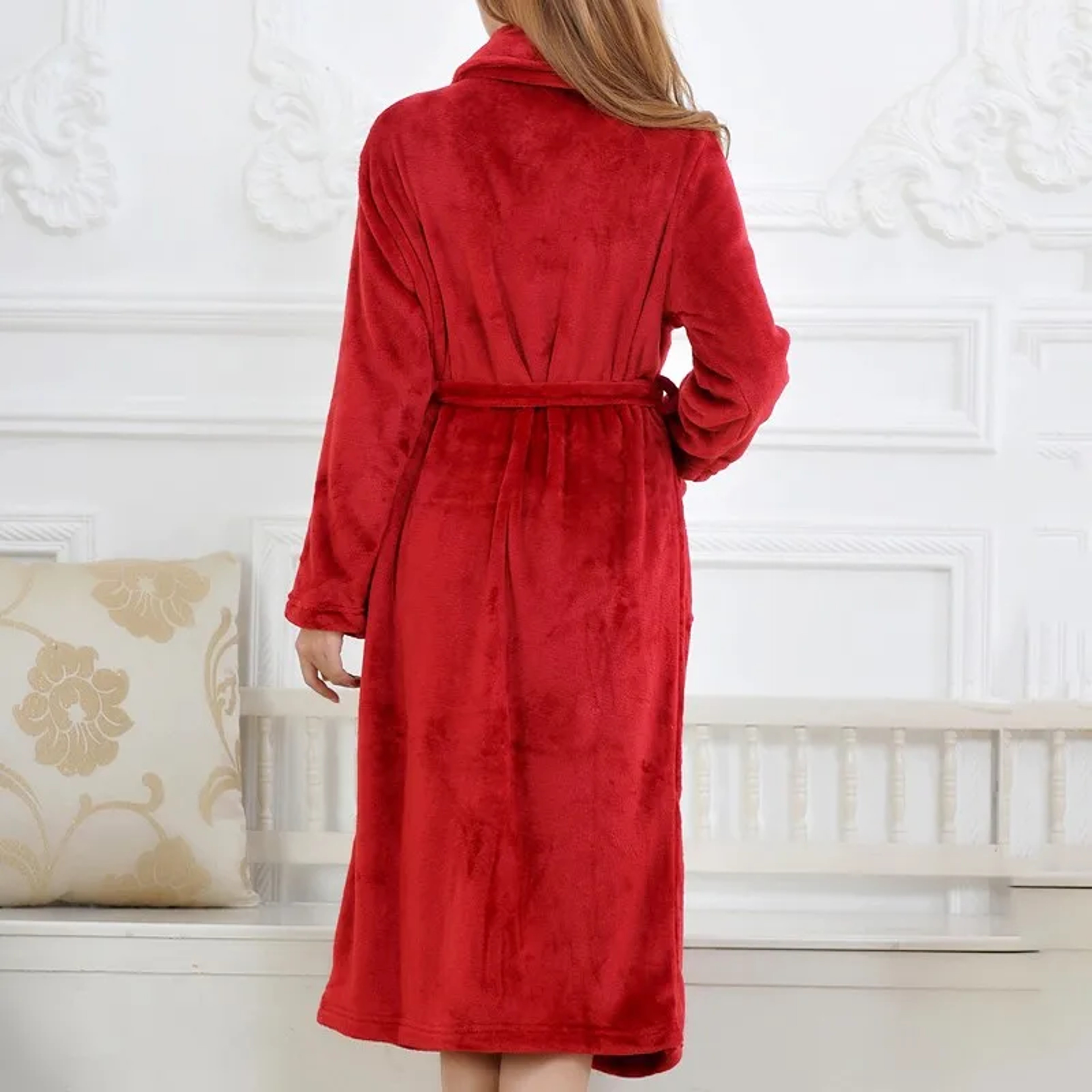 Winter Warm Coral Fleece Long Robe Gown Thicken Bathrobe Sleepwear Flannel Nightdress Casual Intima 1