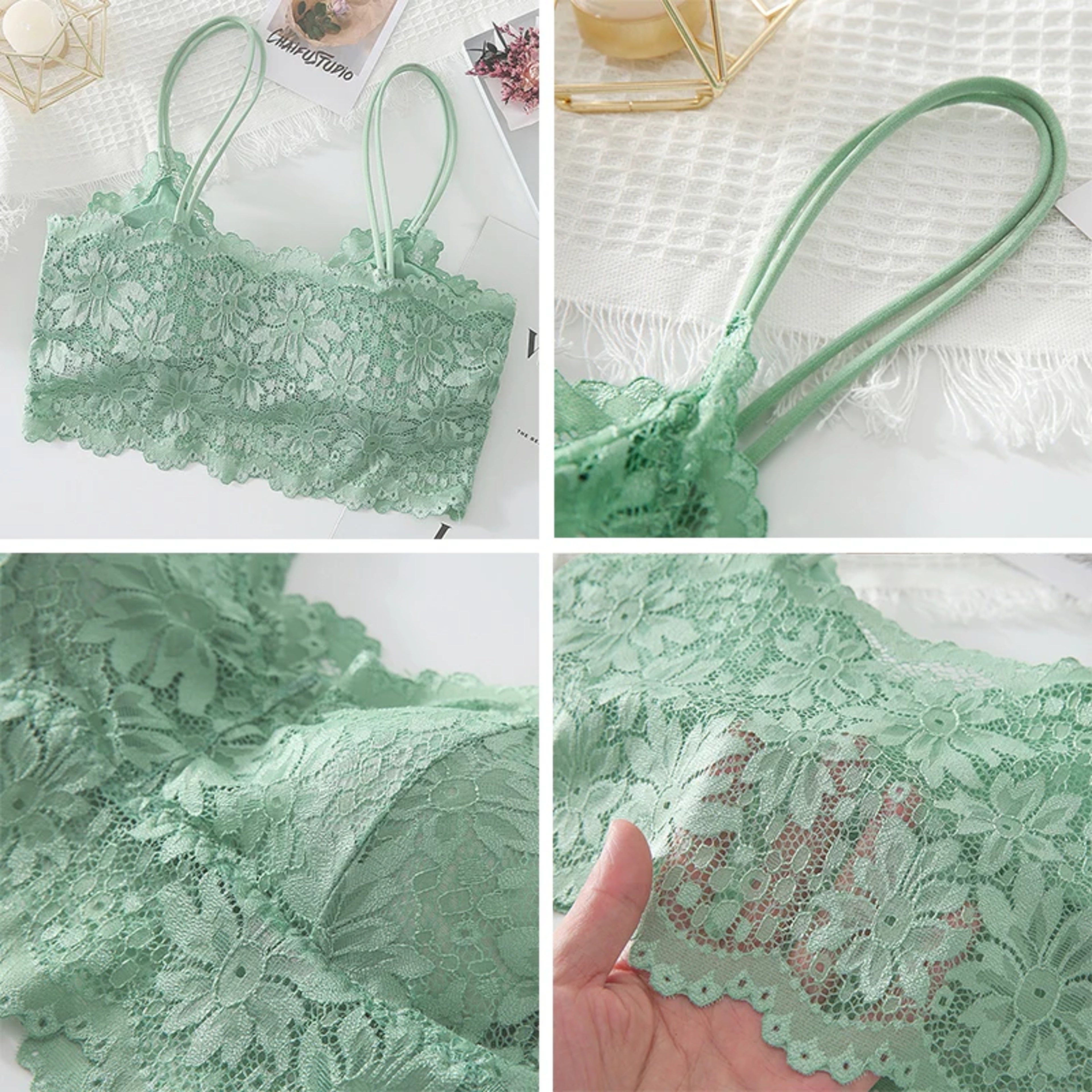 New Women Lace Bras Top Comfortable Bralette Solid Color Sexy Underwear Vest Wireless Lingerie 3