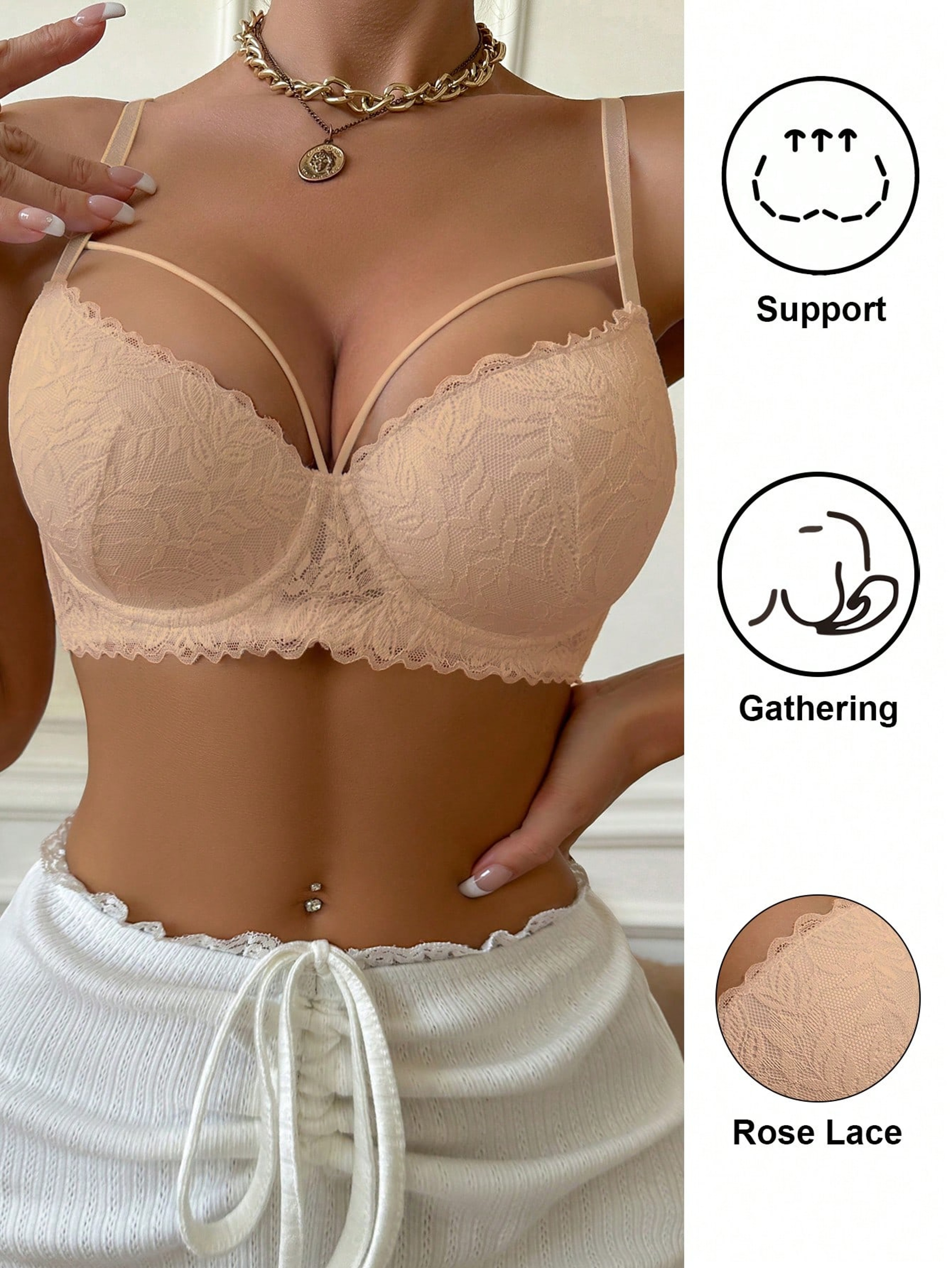 Womens Thin 34 Lace Bra Sexy And Beautiful Pushup Bra Antisagging Comfortable And Breathable Underw 5