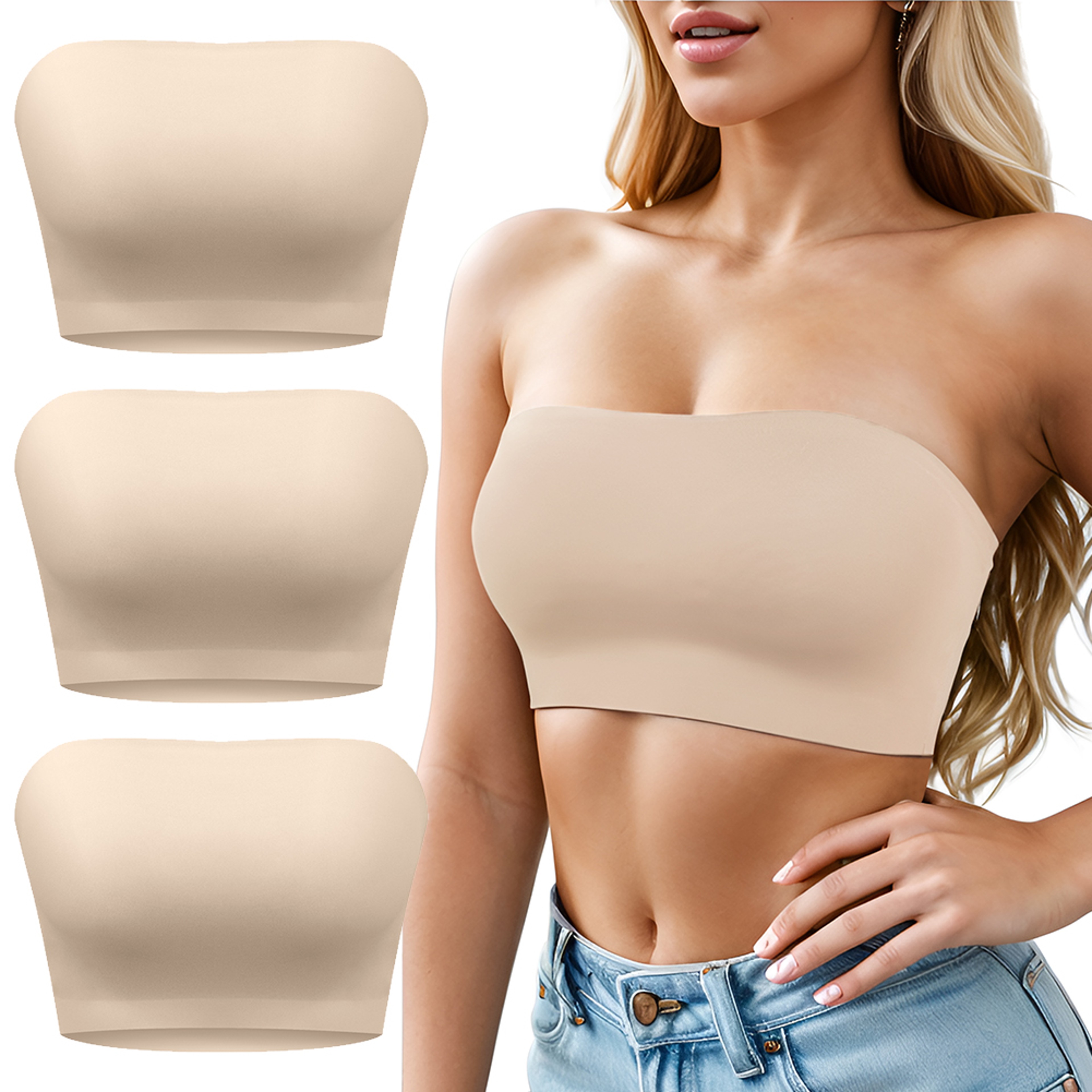 Sexy Seamless Strapless Tube Bra Womens Ultra Thin Silicone Half Cup Nonslip Underwear For Offthesh 5