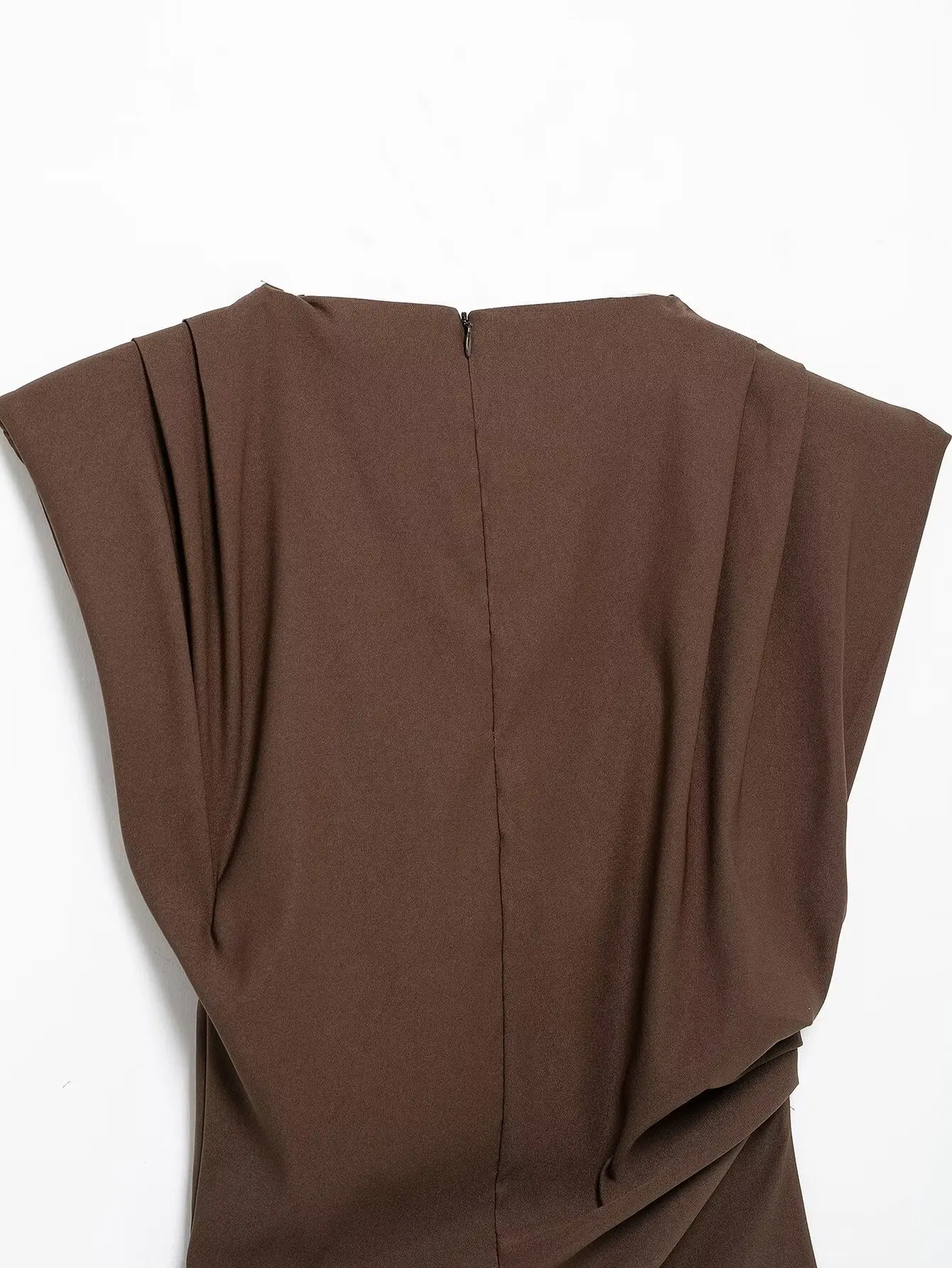 Slim Fit Summer Asymmetric Tank Women Wine RedBrownBlack Ruched Sleeve Tops For Office  Party Breat 2