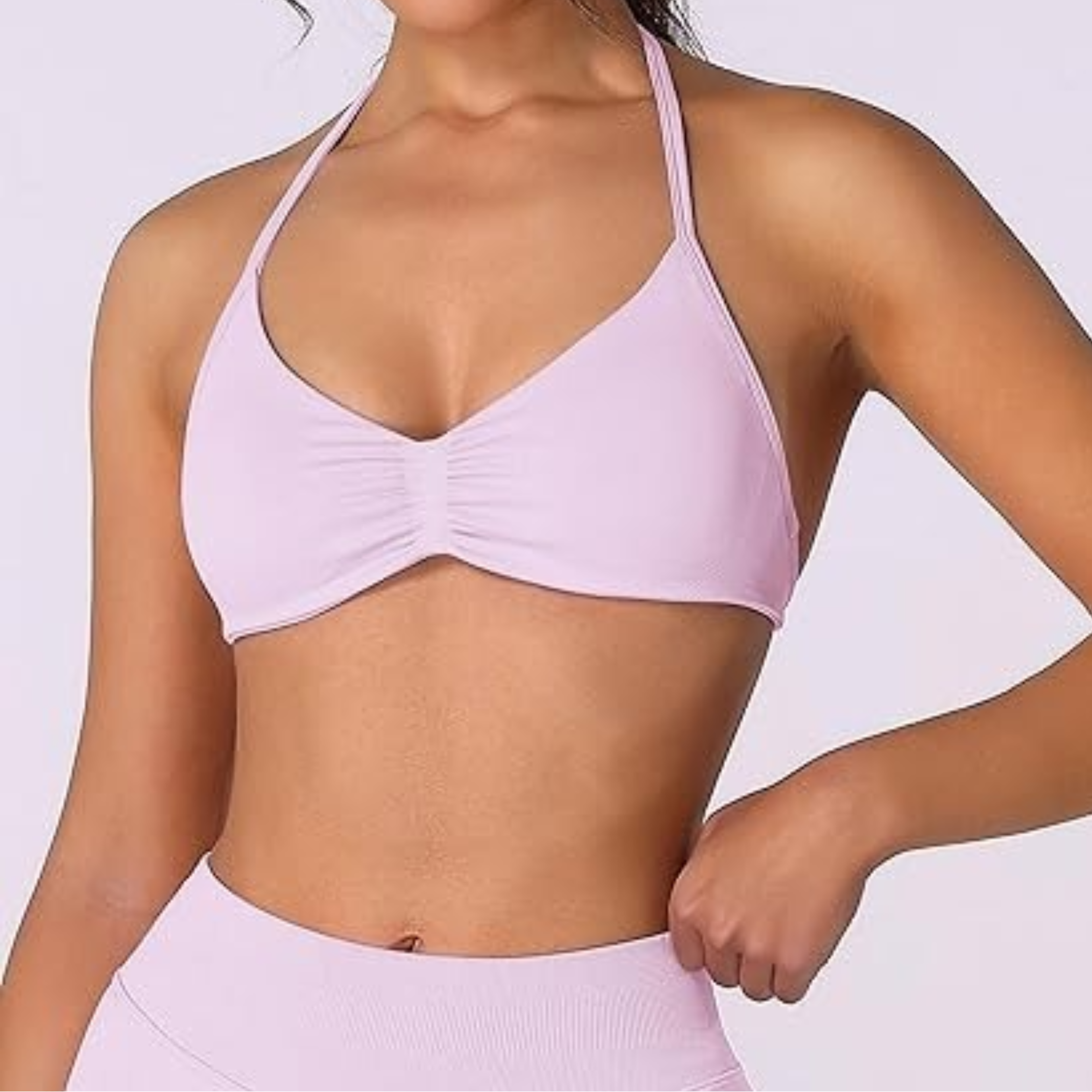 Sport Seamless Bras Scrunch Workout Yoga Tank High Support Thin Strap Halter Strappy Bra Top Women 1