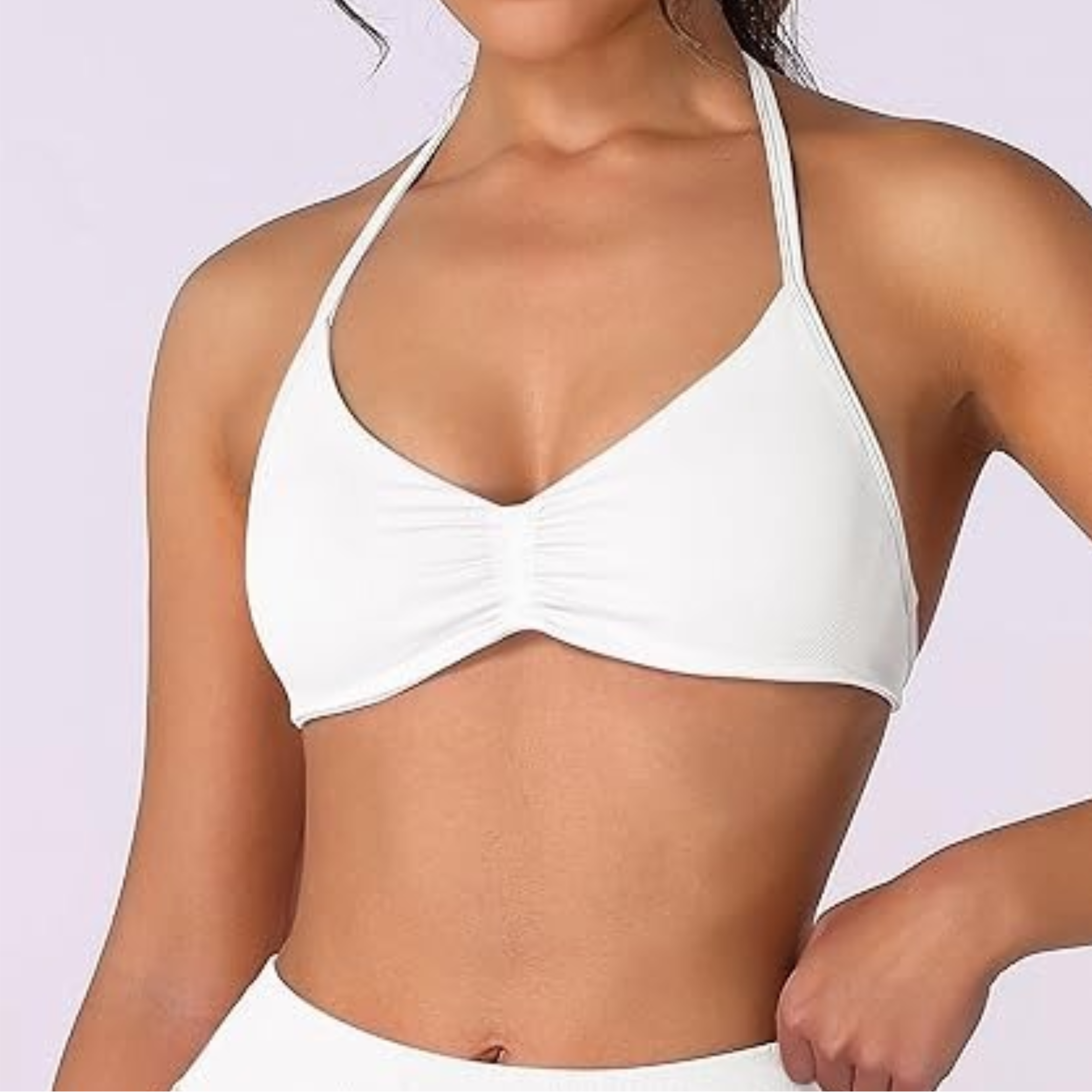 Sport Seamless Bras Scrunch Workout Yoga Tank High Support Thin Strap Halter Strappy Bra Top Women 4