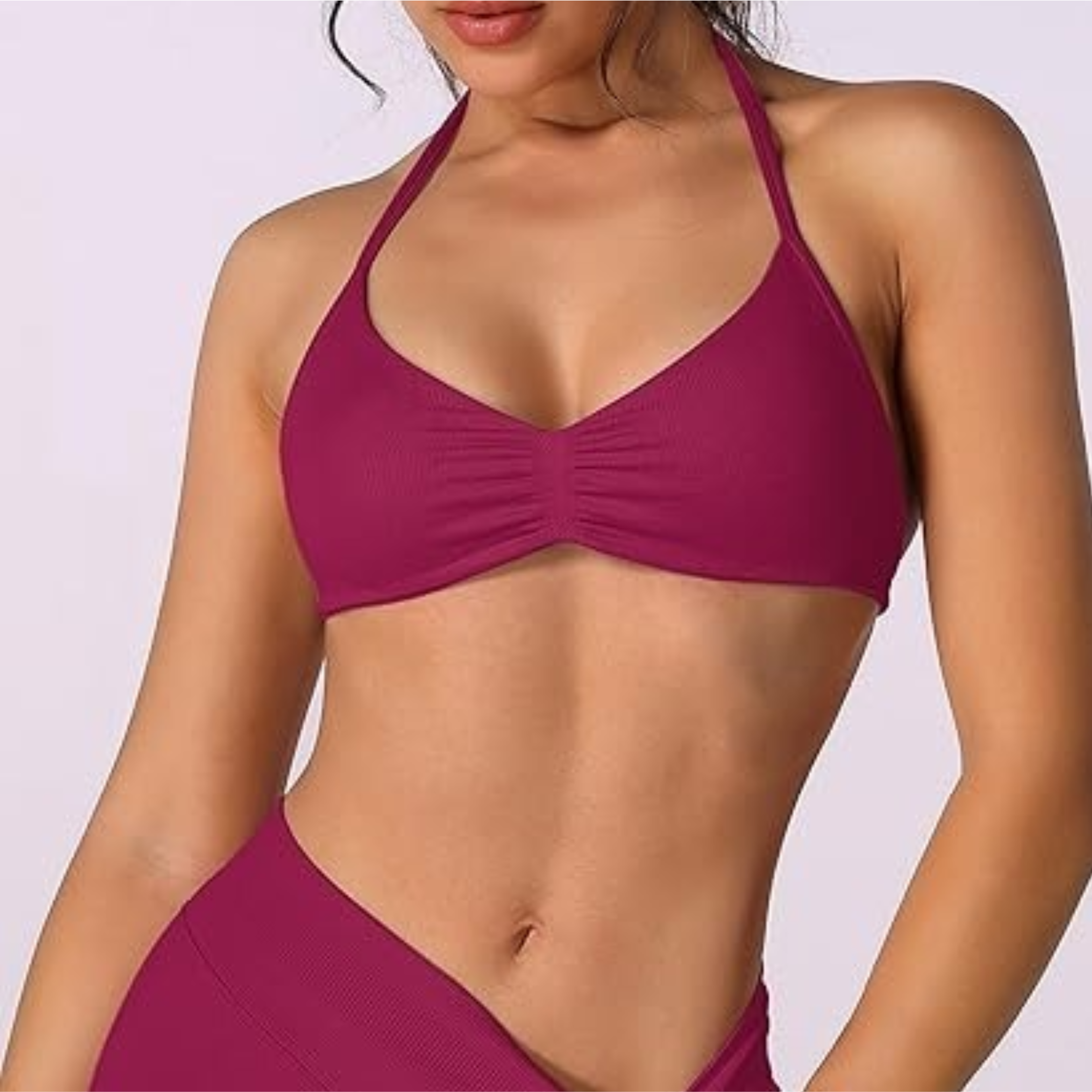 Sport Seamless Bras Scrunch Workout Yoga Tank High Support Thin Strap Halter Strappy Bra Top Women 5
