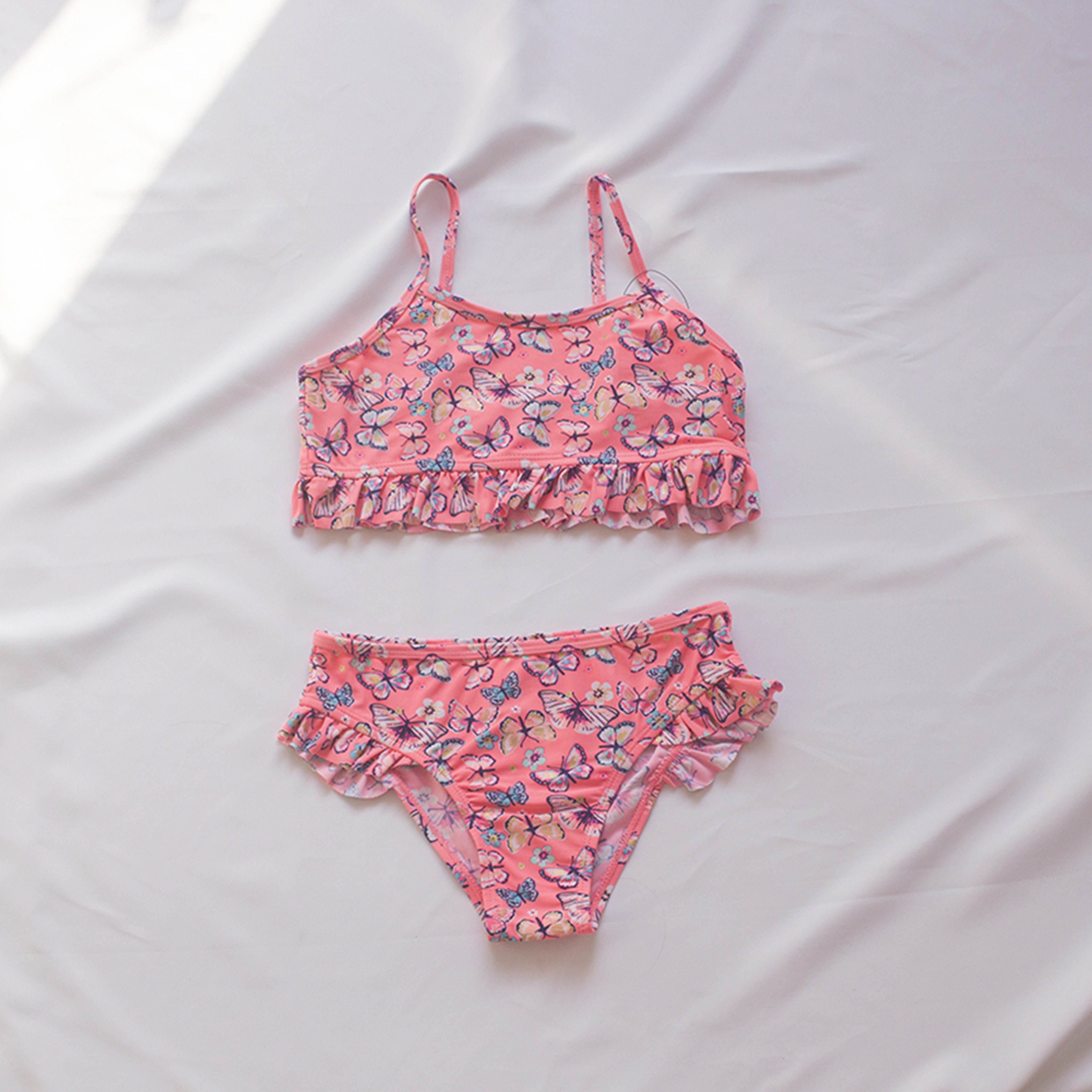 Butterfly Print Kids Bikinis New Falbala Children Bikini Set Summer Swimwear For Baby Girls 4