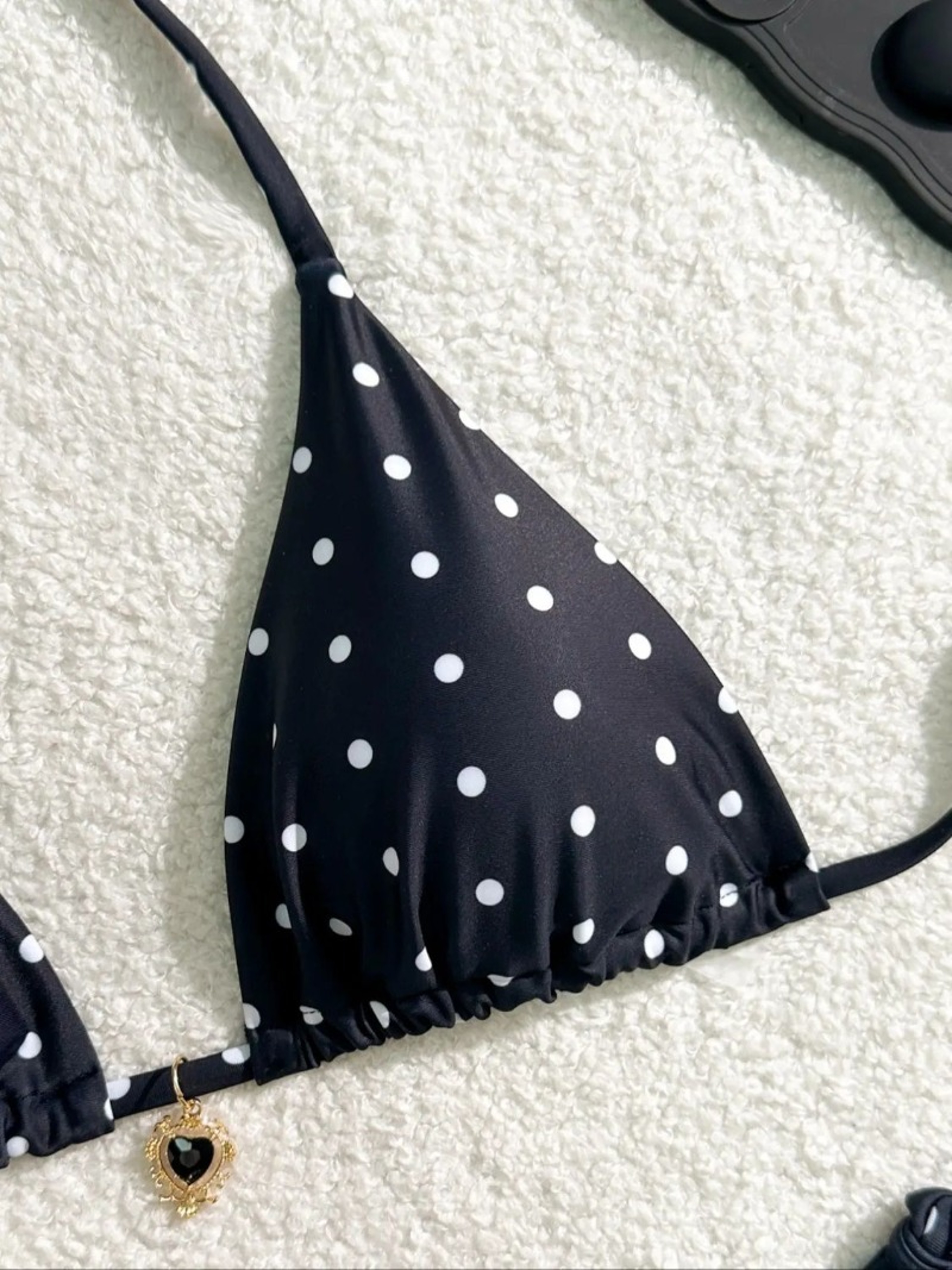 American Style Beach Bikini Sexy Black White Polka Dot Swimsuit For Women 2