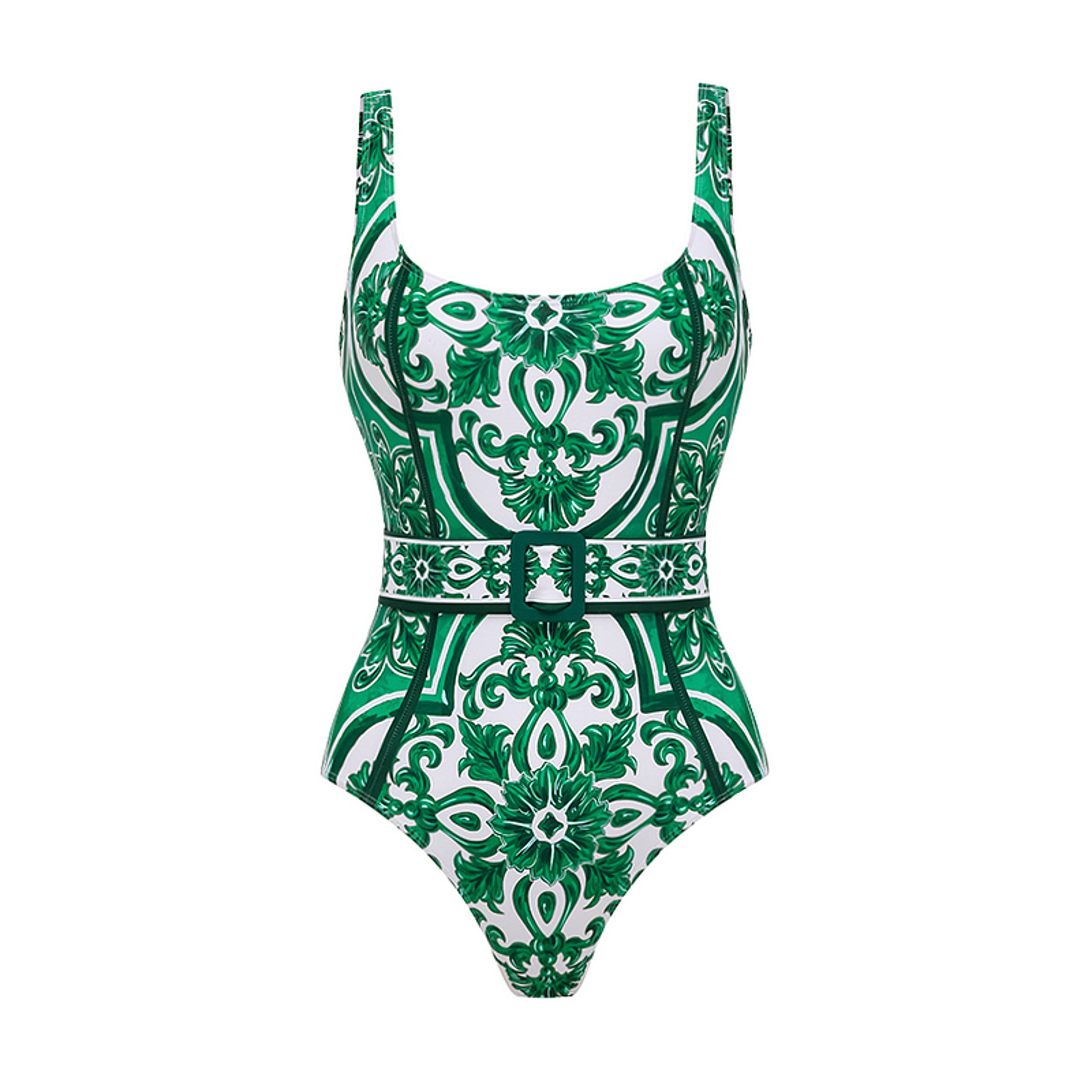 Vintage Pattern Printed One Piece Swimsuit Swimwear Bikini Set For Women 3