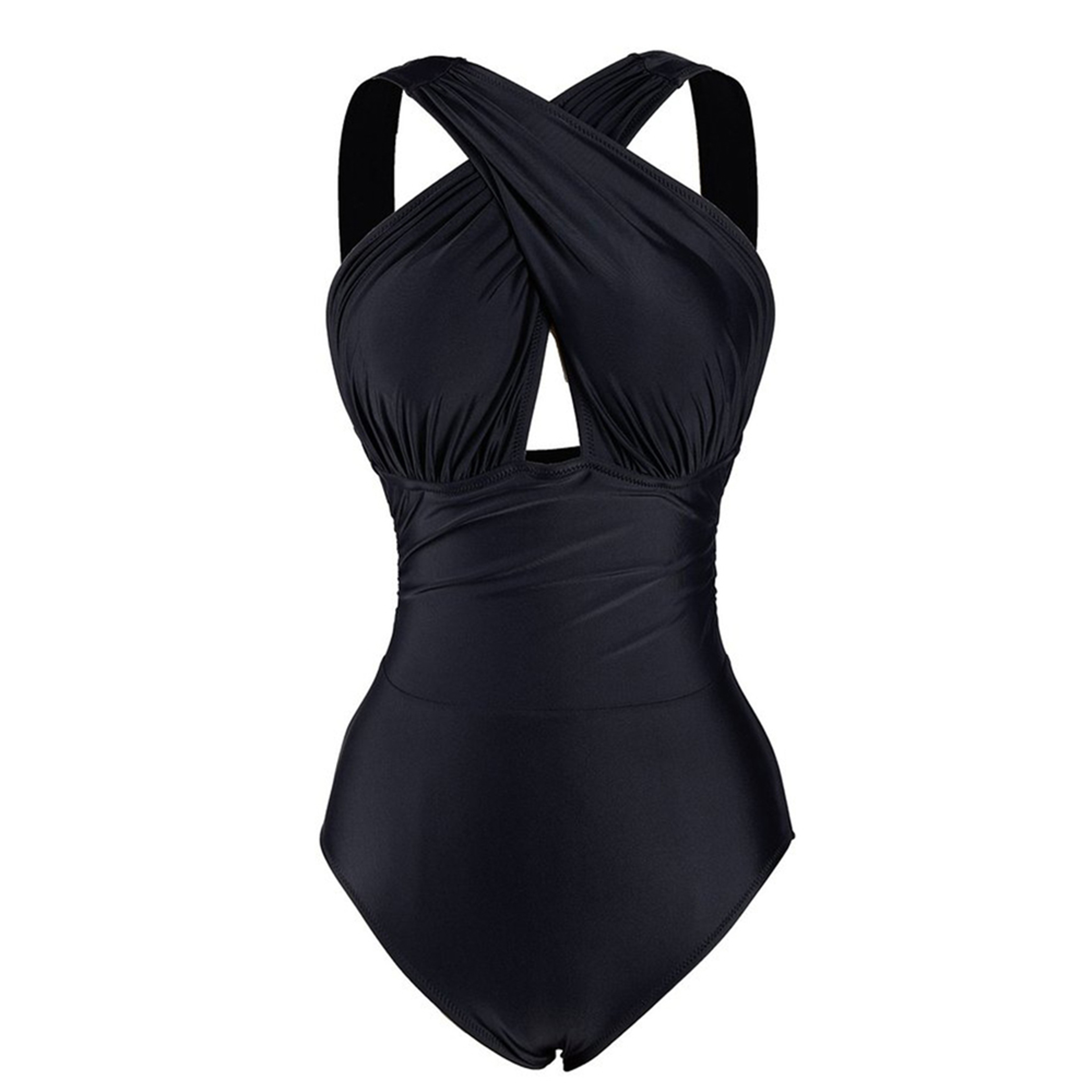 Sexy Vintage Ruched Plus Size Bikini Set Womens One Piece Swimwear Tummy Control BathingSuit Beachw 3