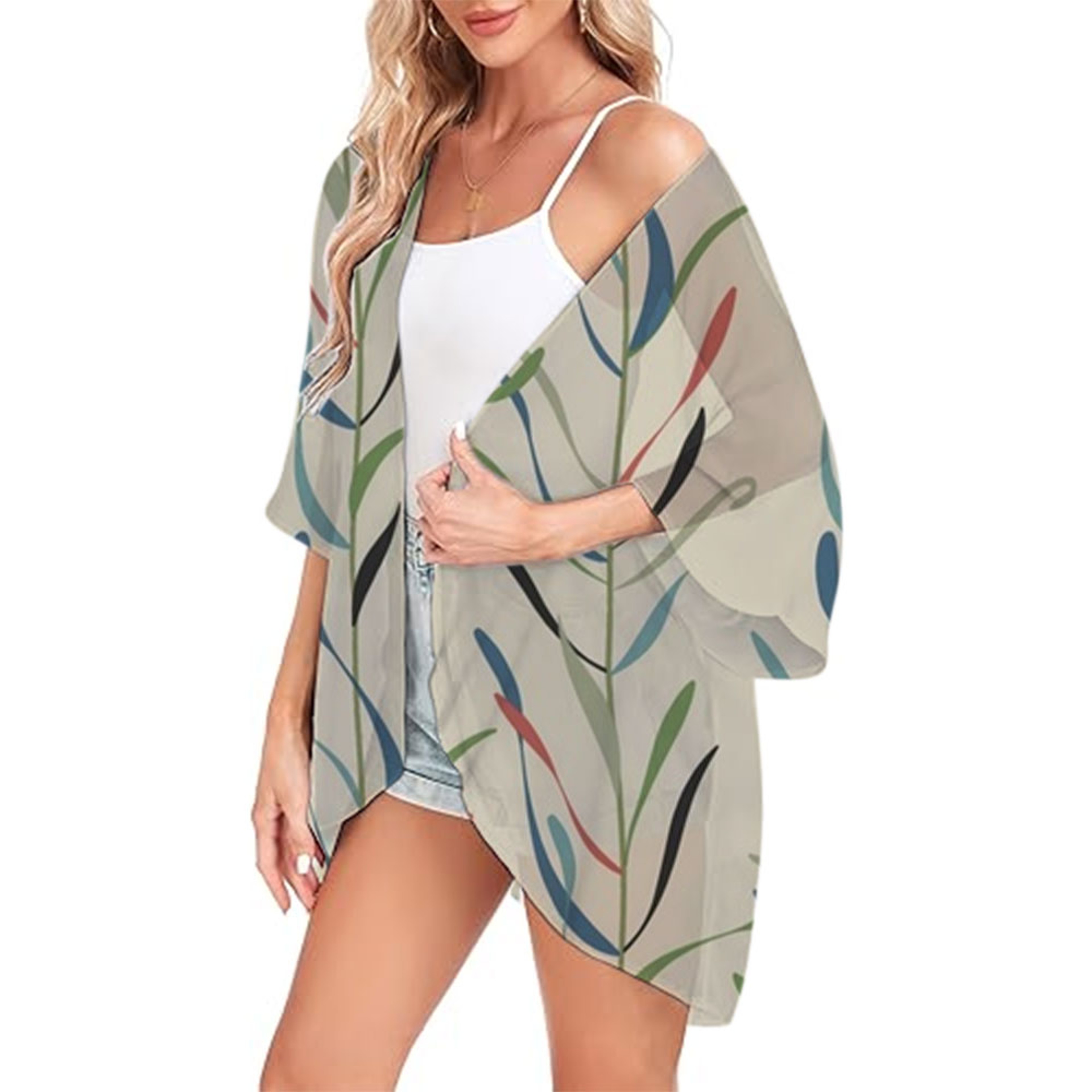 Womens Chiffon Tops Lightweight Beach Fashion Cardigan Coverups Open Front Shirts For Summer 0