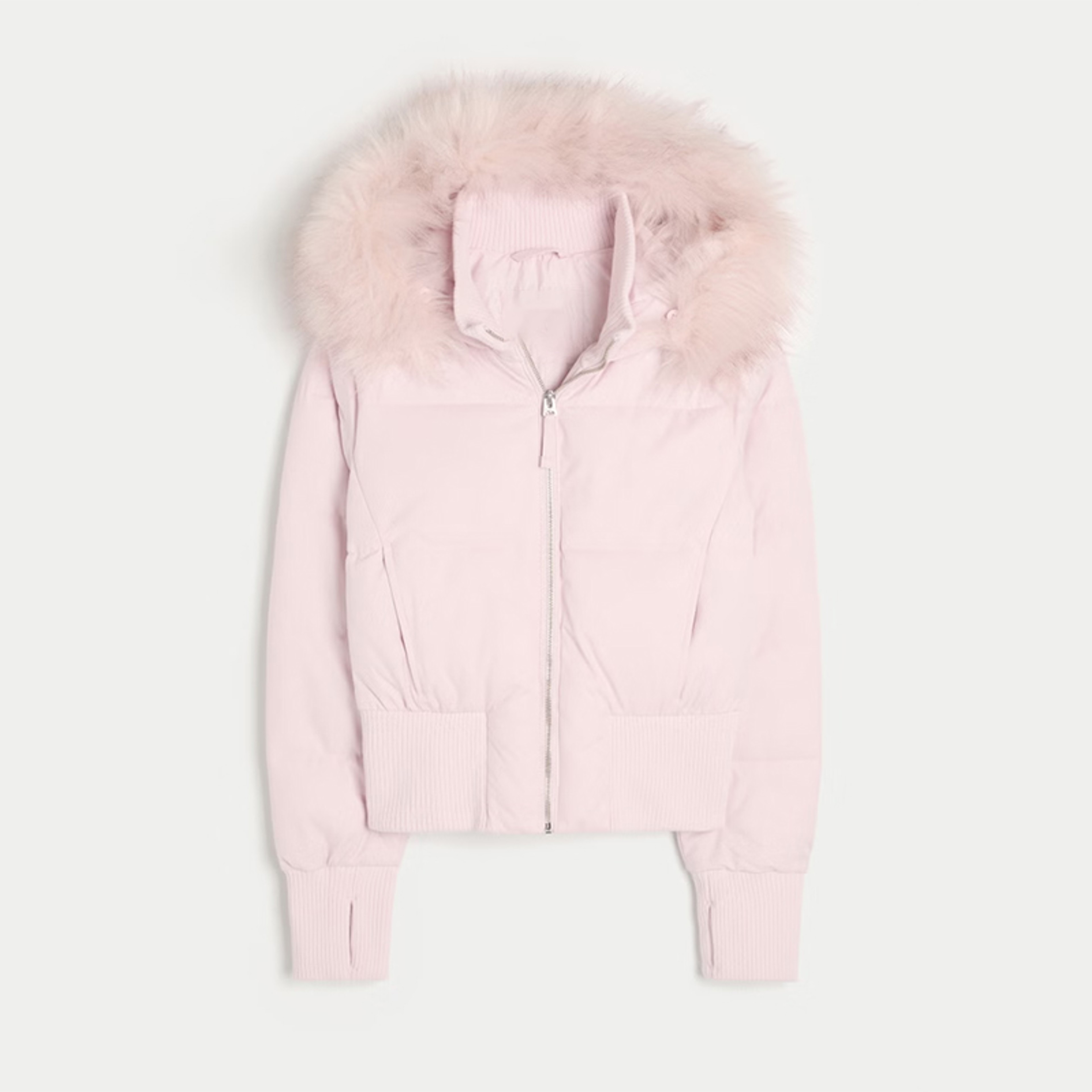 Chic Womens Cotton Coat Withe Faux Fur Hat Full Sleeve Zipper Solid Female Short Coats 2025 Autumn