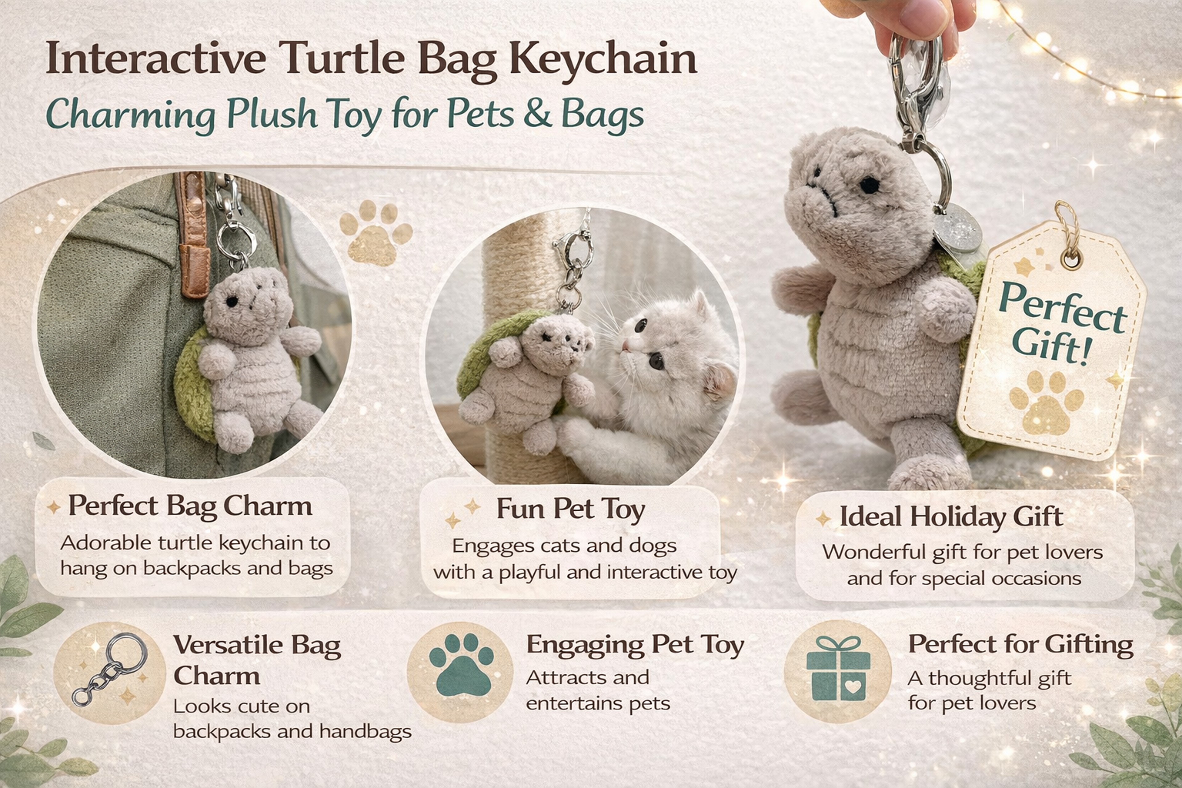 Interactive Turtle Keychain, Pet Toy & Home Decor | Perfect Gift for Animal Lovers – view 11