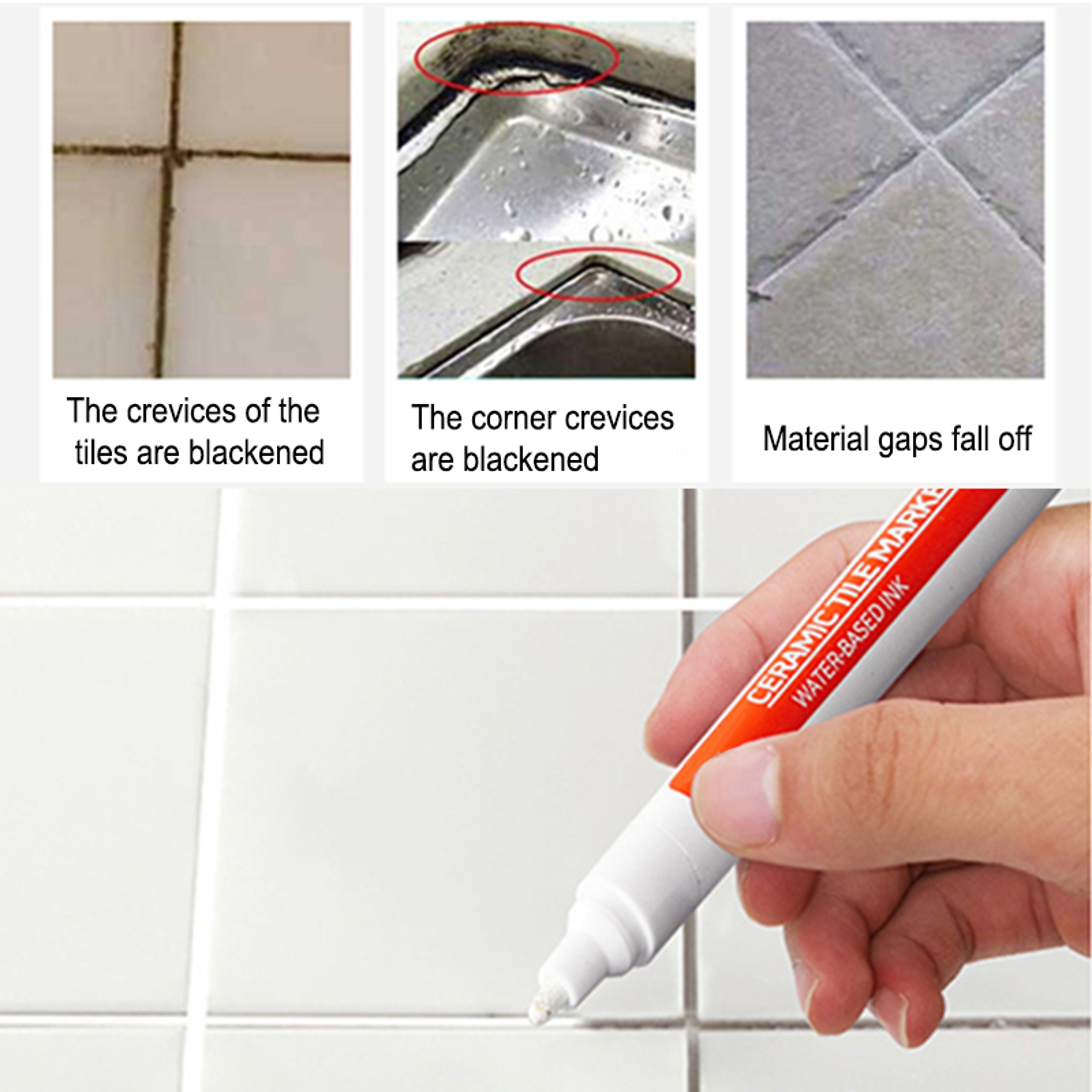 Tile Grout Repair Marker  Waterproof Seam Fix Pen For Bathroom  Kitchen 3