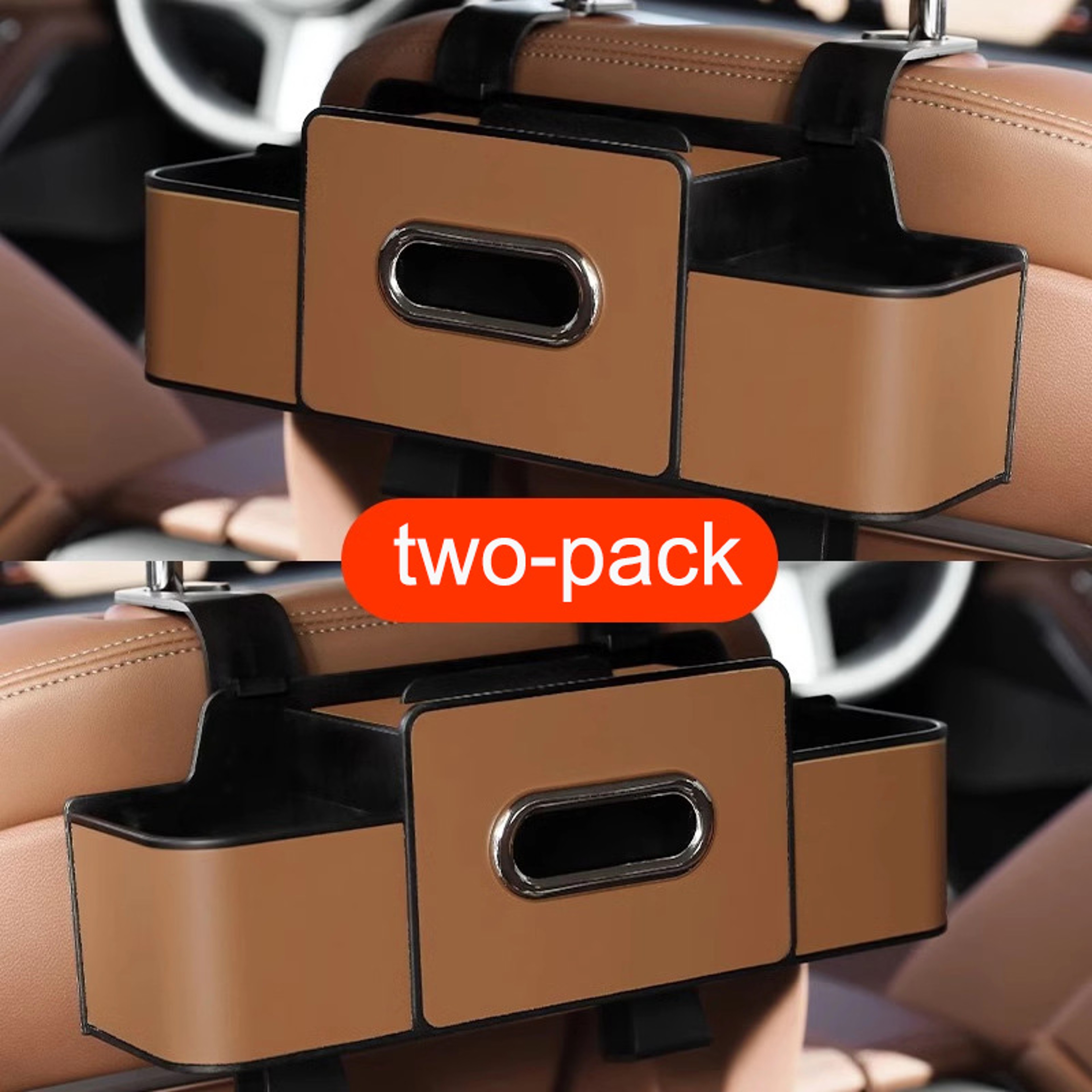 Car Backseat Organizer with Leather Storage, Stylish Storage & Cup Holder for Car Essentials – view 14