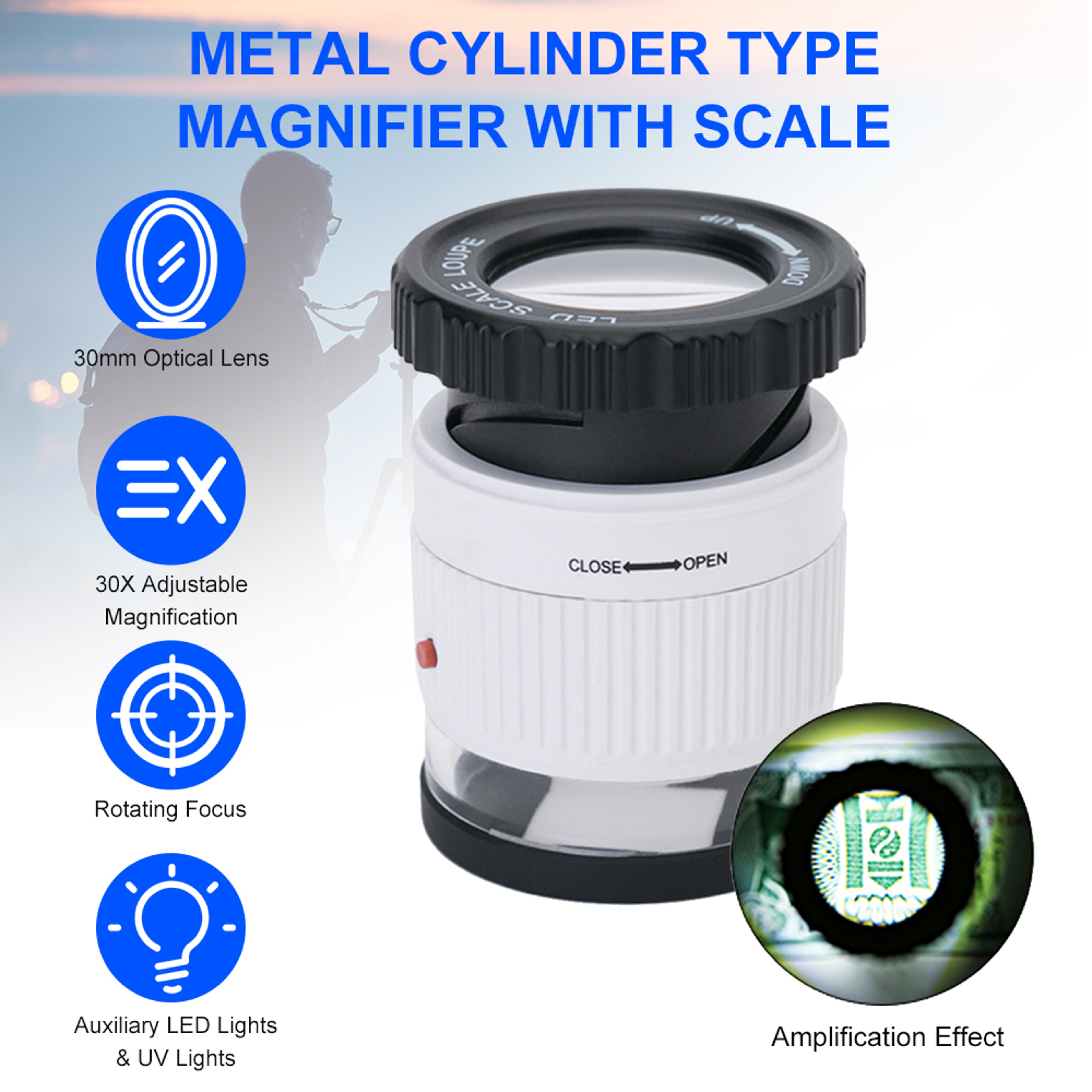 30X LED Scale Loupe Magnifier for Precision Inspection, Clear Detail and Accurate Viewing – view 1