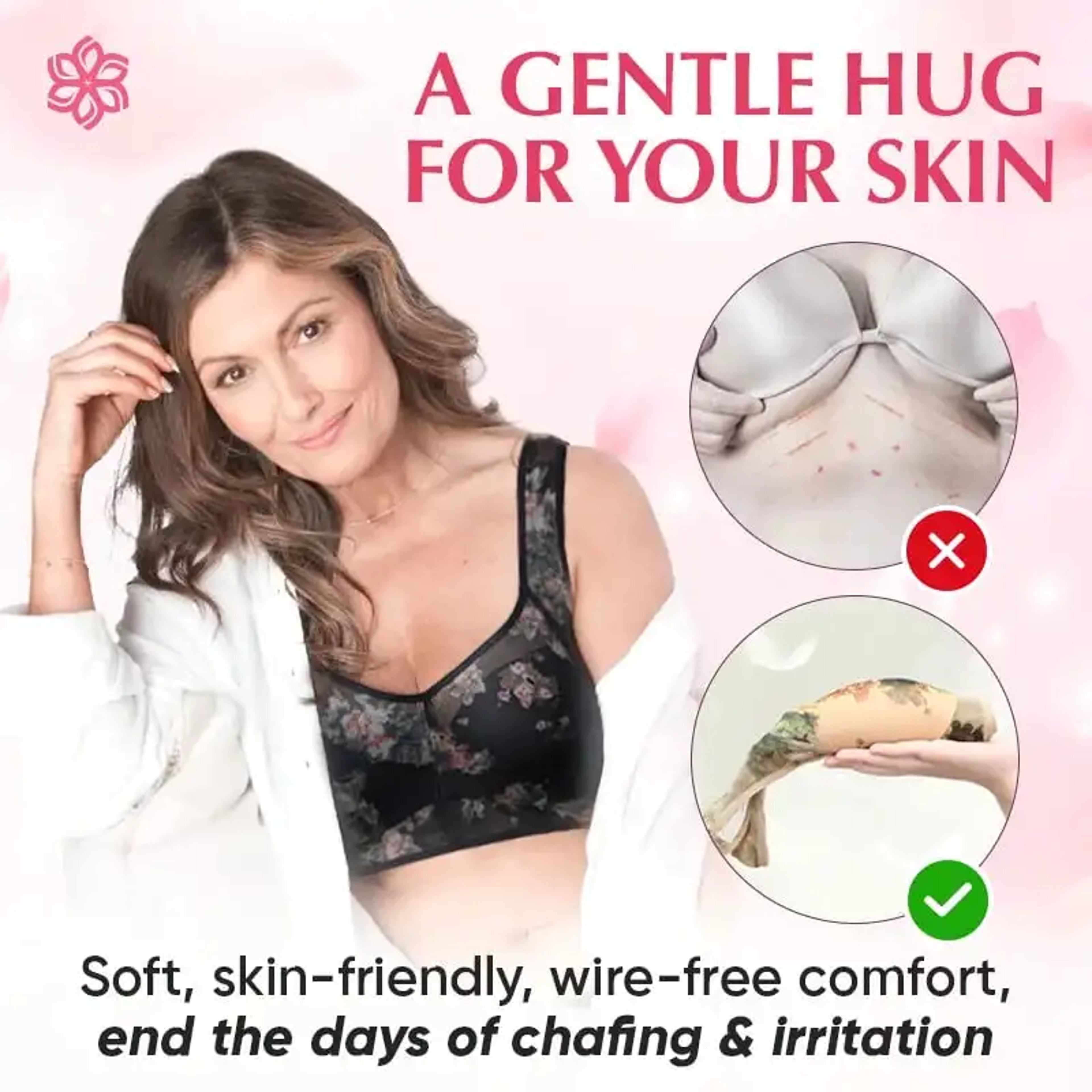 Women Everyday Soft Ice Silk Lace Support Bra 6