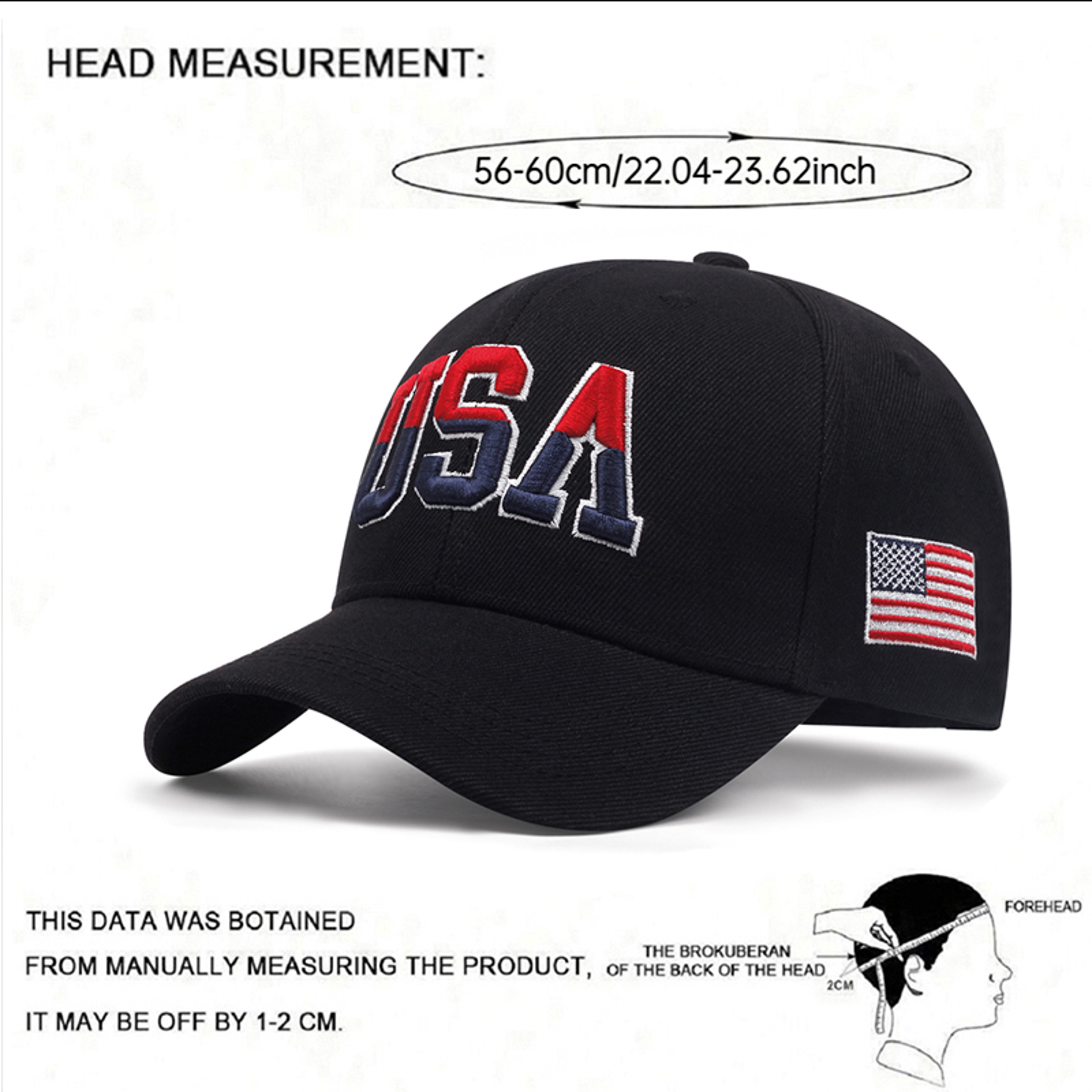 USA Side Flag American Flag Baseball Cap Adjustable Unisex Hip Hop Hat – view 6