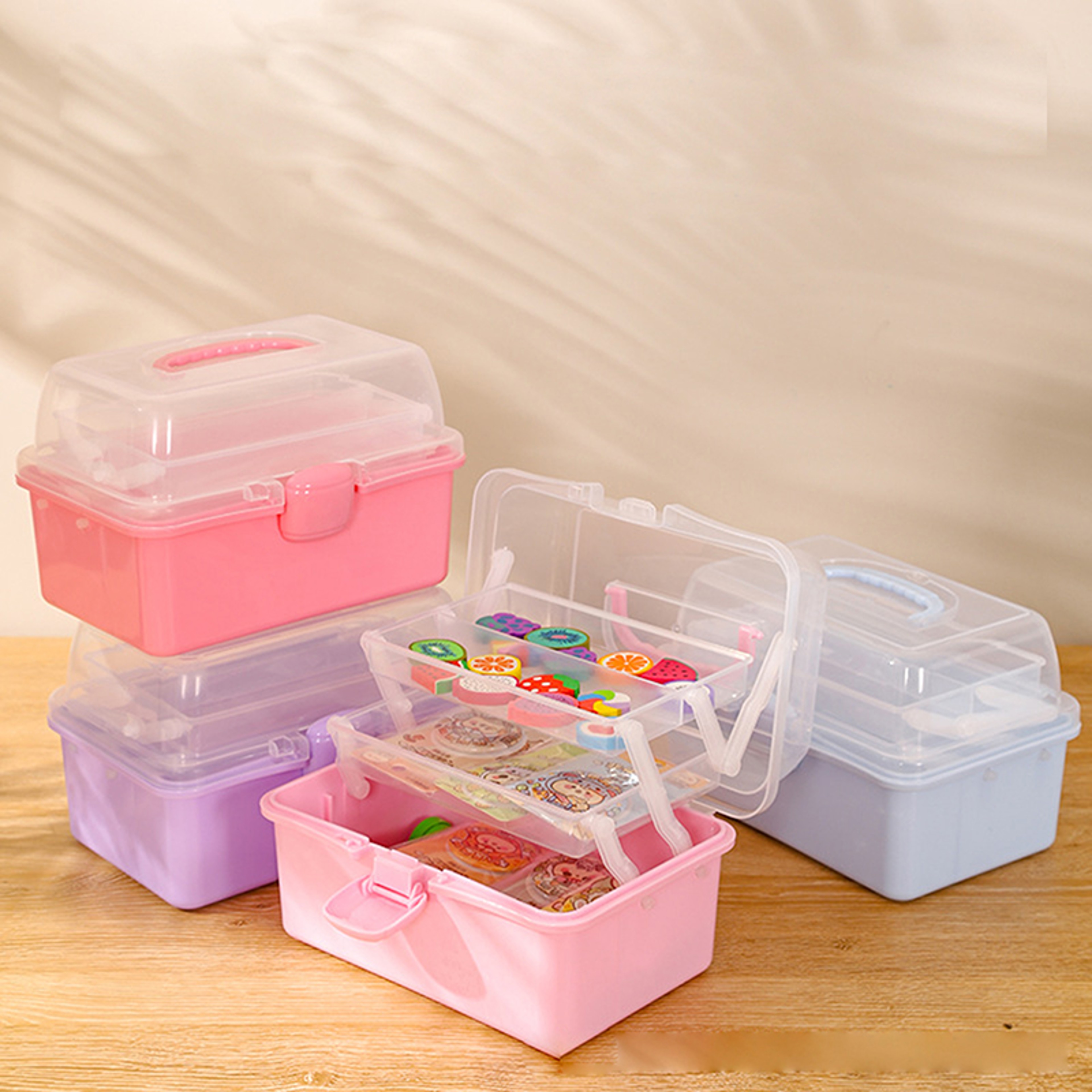 Children's Hair Accessories Organizer with Handles, Foldable Storage Box, Portable Medicine Cabinet, Cute Jewelry Case – view 1