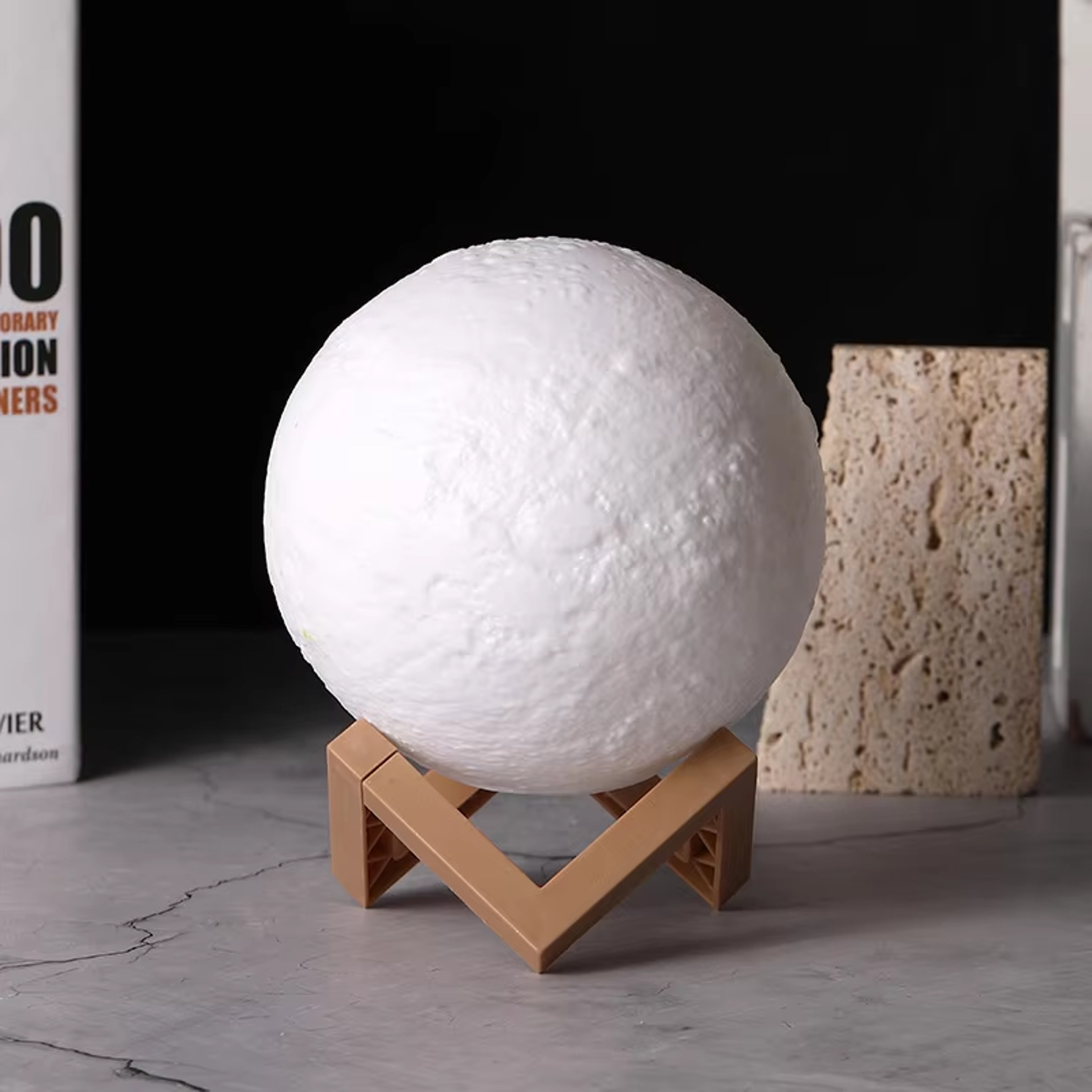 LED Night Lamp Moon Ball Luminous Battery Model DIY Planet Lamp Wooden Stand Moon Lamp Perfect Gift 3