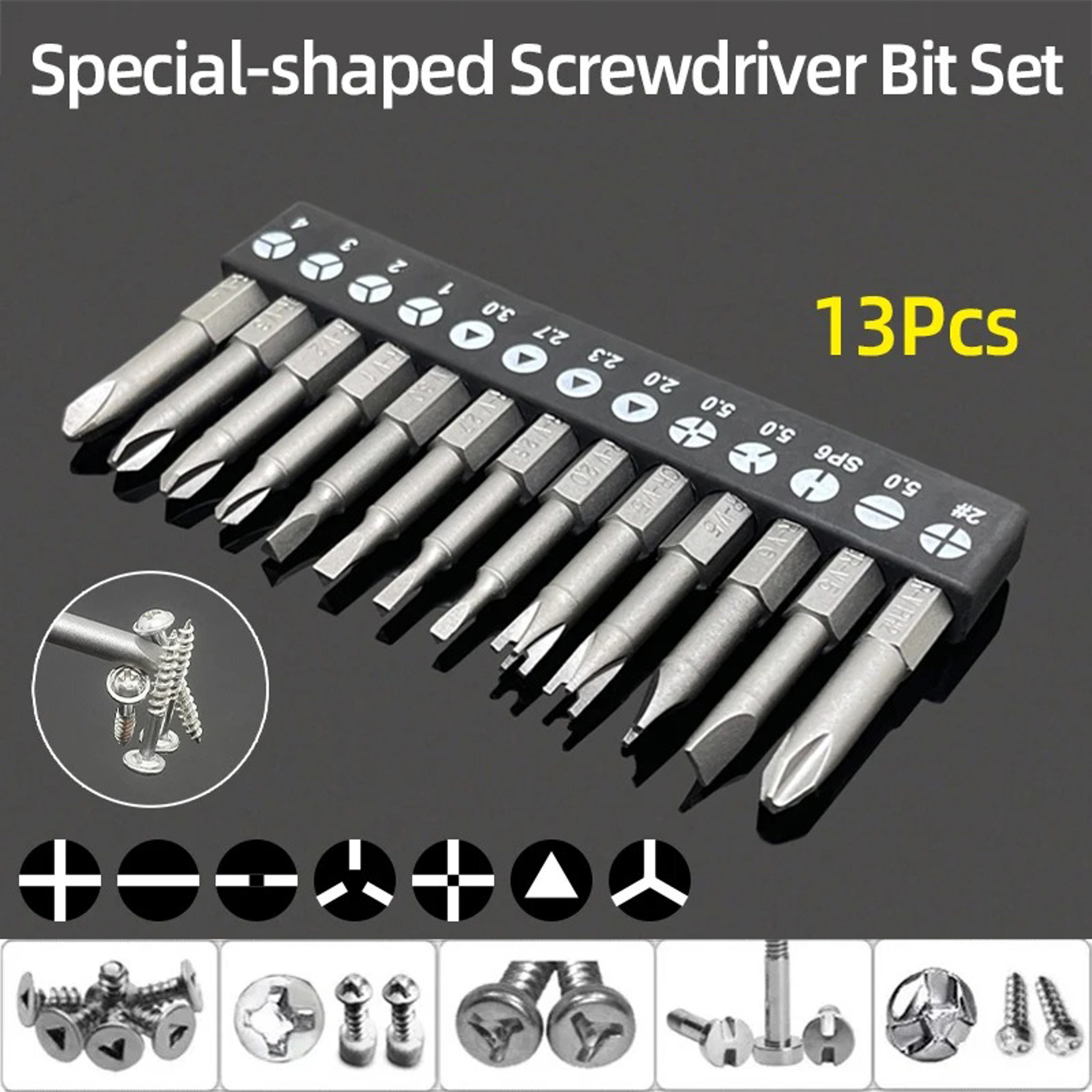 Magnetic Screwdriver Set, Cross Triangle Inner Special Shaped Screw Driver, Electric Drill Tool Accessories – view 1
