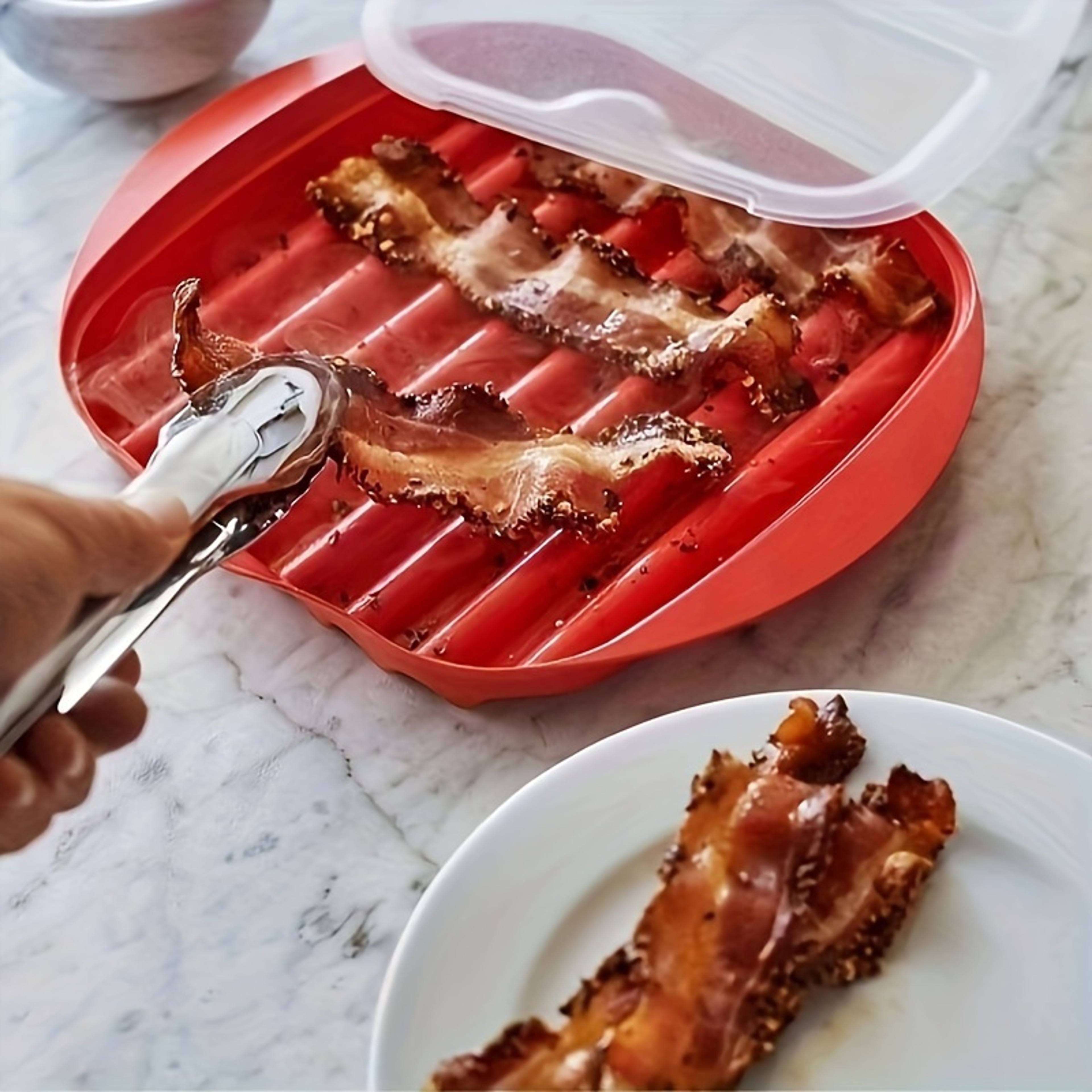 Microwavable Bacon Grill, Microwave Bacon Maker, Sauce Tray, Pizza Tray, Bacon Tray, Microwave Oven Cooker – view 2