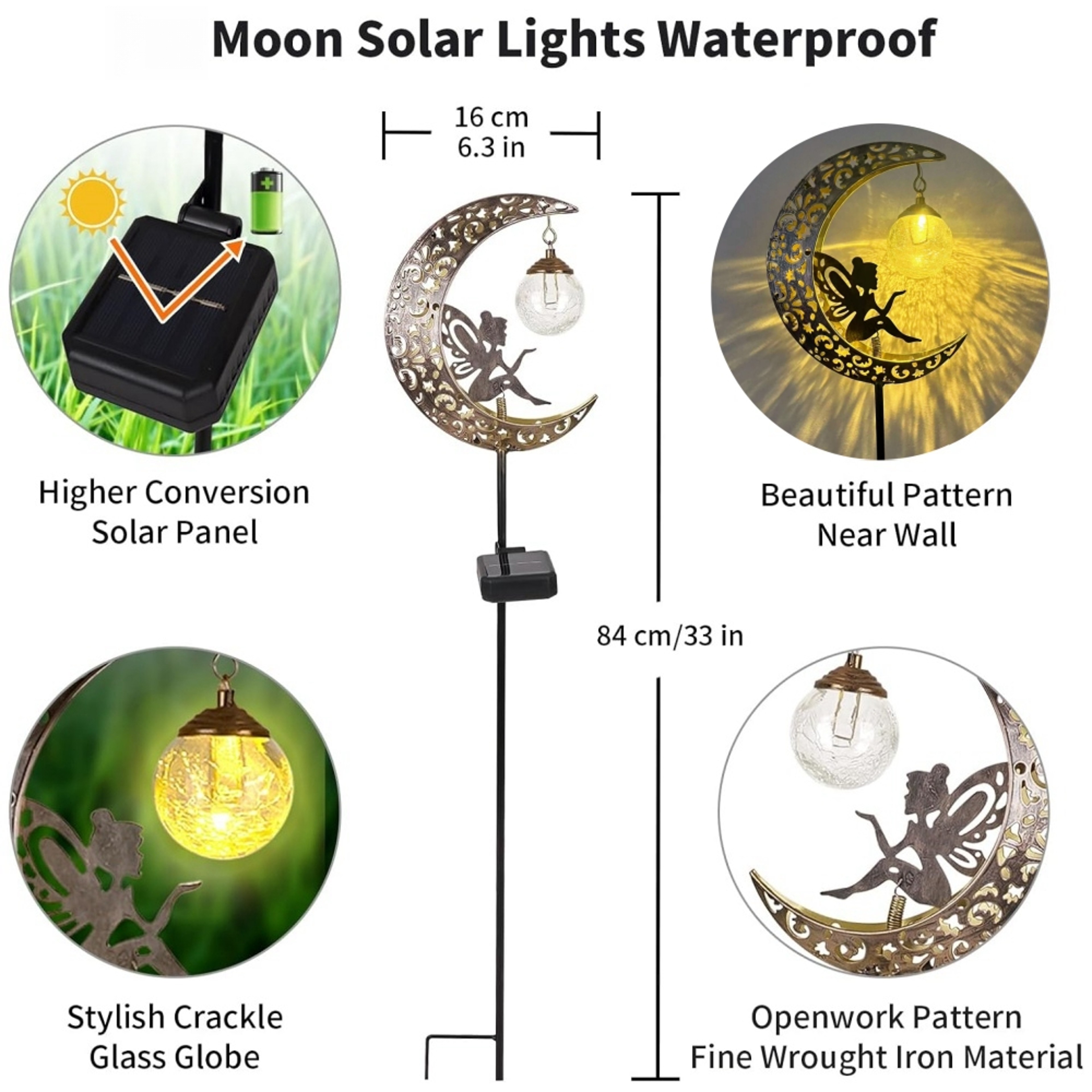 Fairy Moon Figurine Light Stake Ornament, Solar Garden Statues Outdoor Decor, Patio Lawn Yard Gift for Mom – view 4