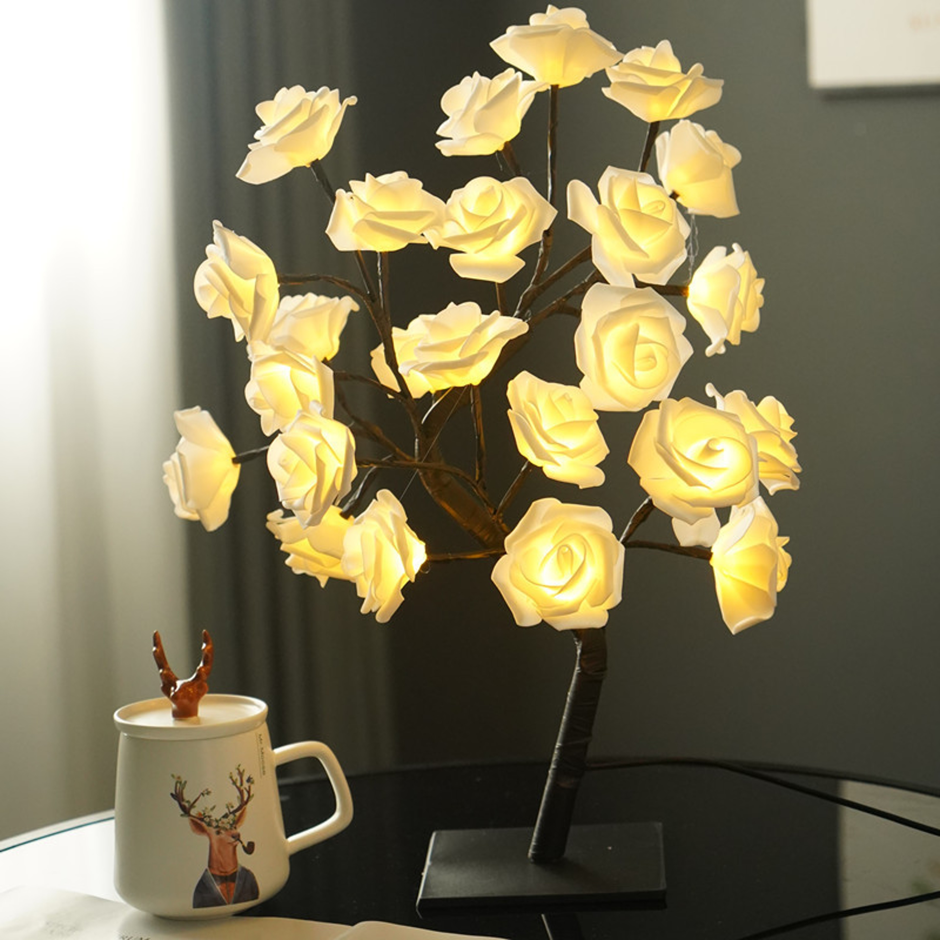 Fairy Desk Night Light, Rose Flower Tree Table Lamp, USB Operated, Valentine Wedding Christmas Decoration Gifts – view 6