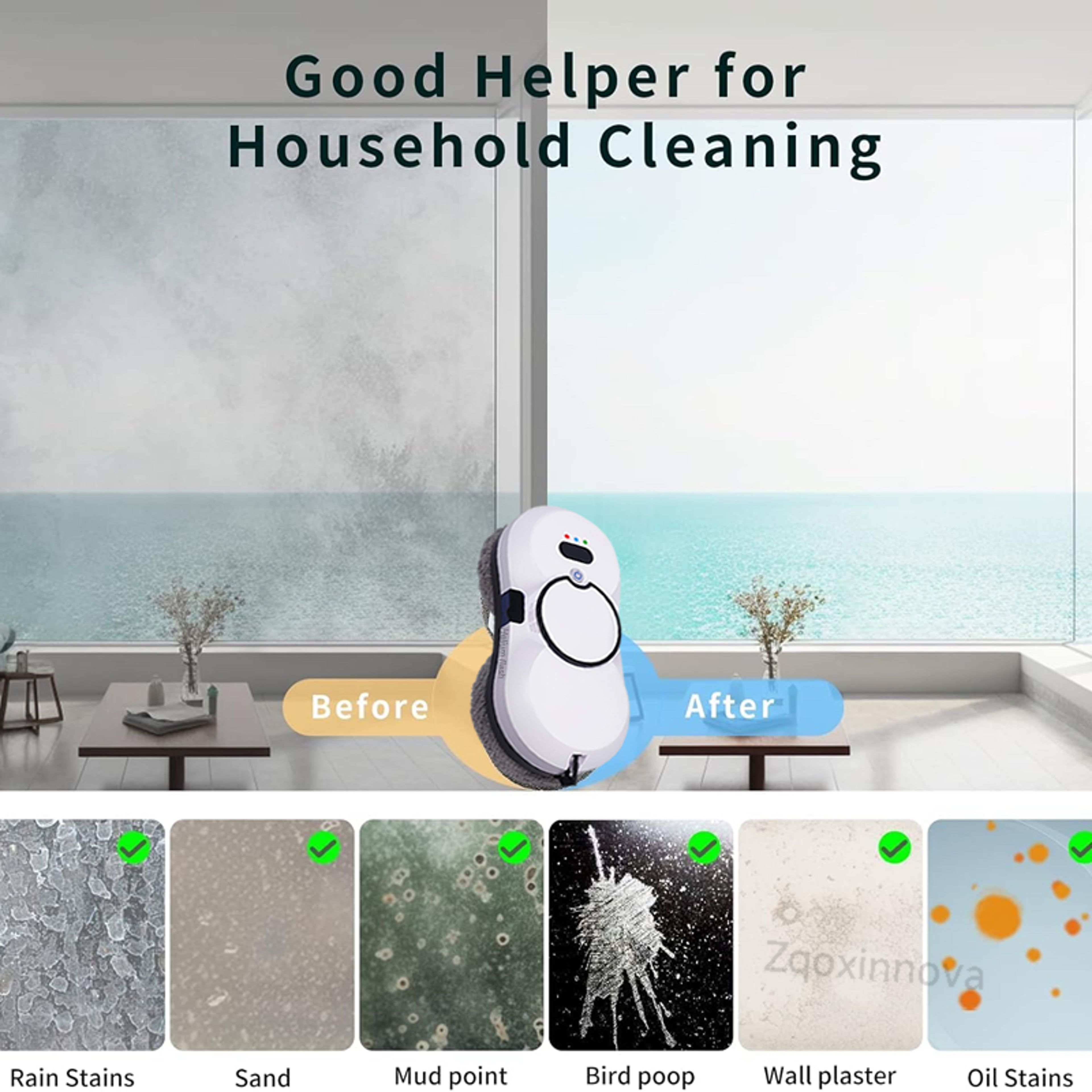 Smart Home Appliance Auto Clean Glass Windows UPS System Robot Window Cleaner Electric Floor Mops W 4