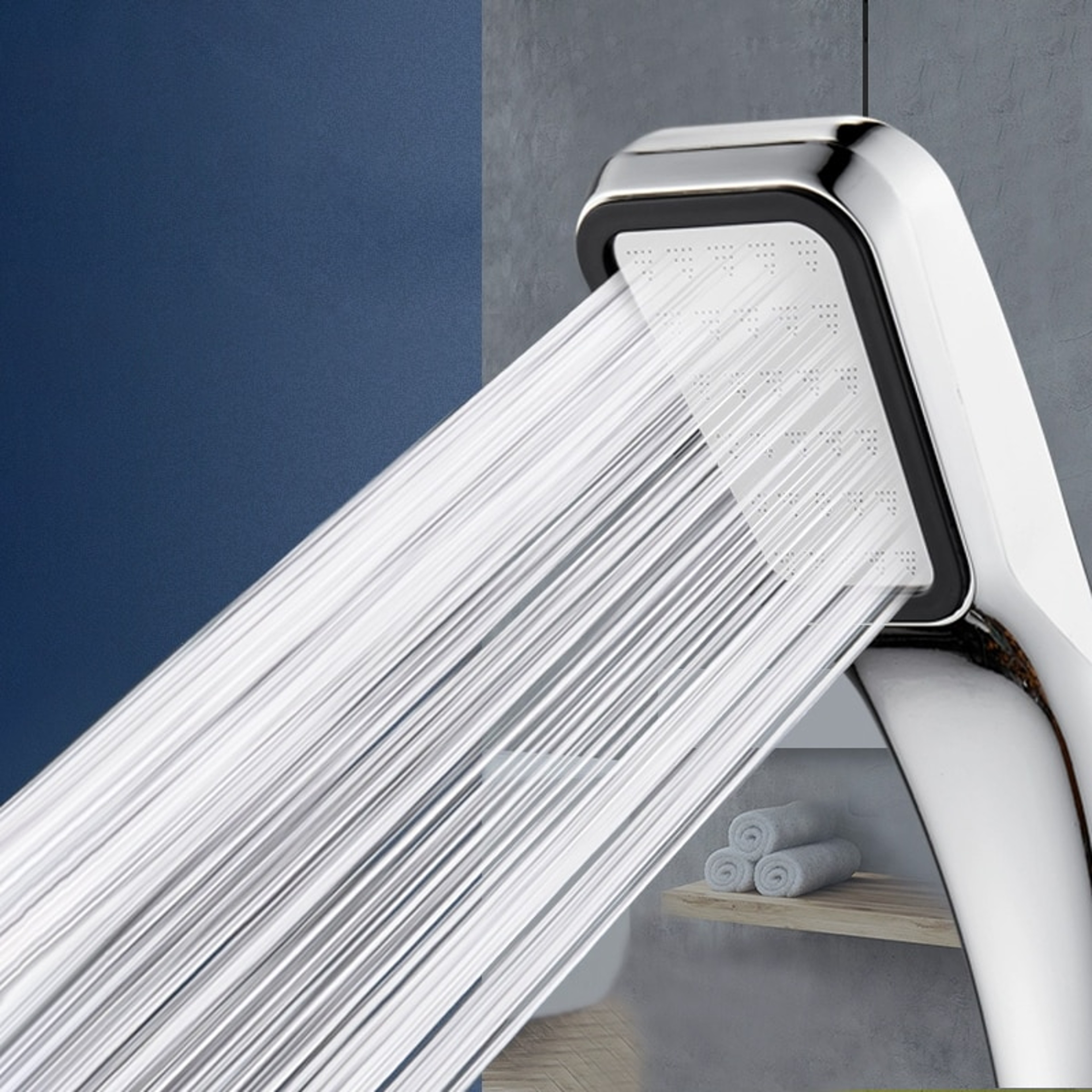 Square Pressurized Shower Head Hand Hold, Water Saving Rainfall Nozzle, Bathroom Spray Accessories – view 1