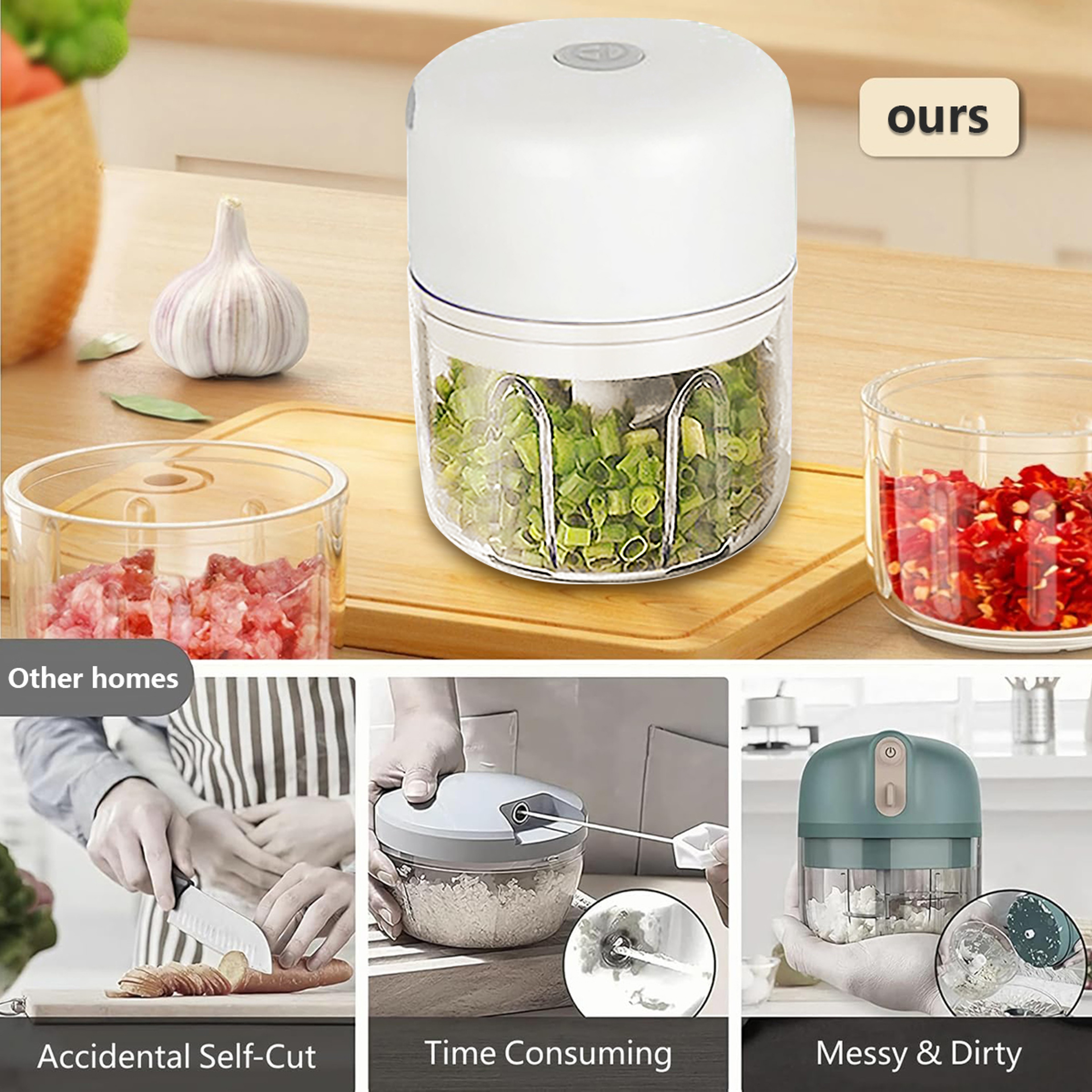Wireless Mini Food Processor BatteryPowered Veggie Chopper Portable Electric Garlic Chopper With Sh 4