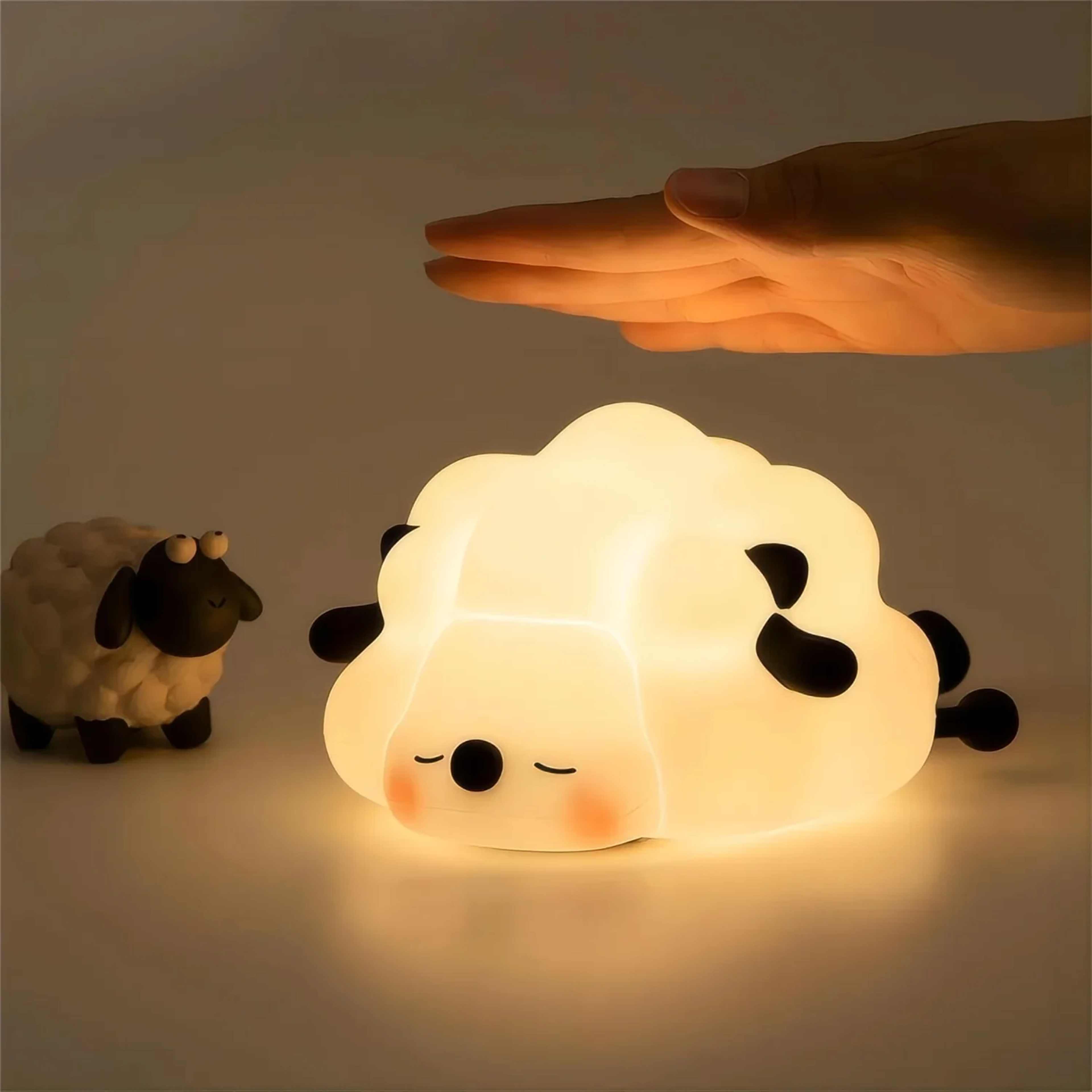Touch Silicone Nightlights USB Rechargeable LED Night Light Cute Panda Sheep Rabbit Bedroom Decor L 2