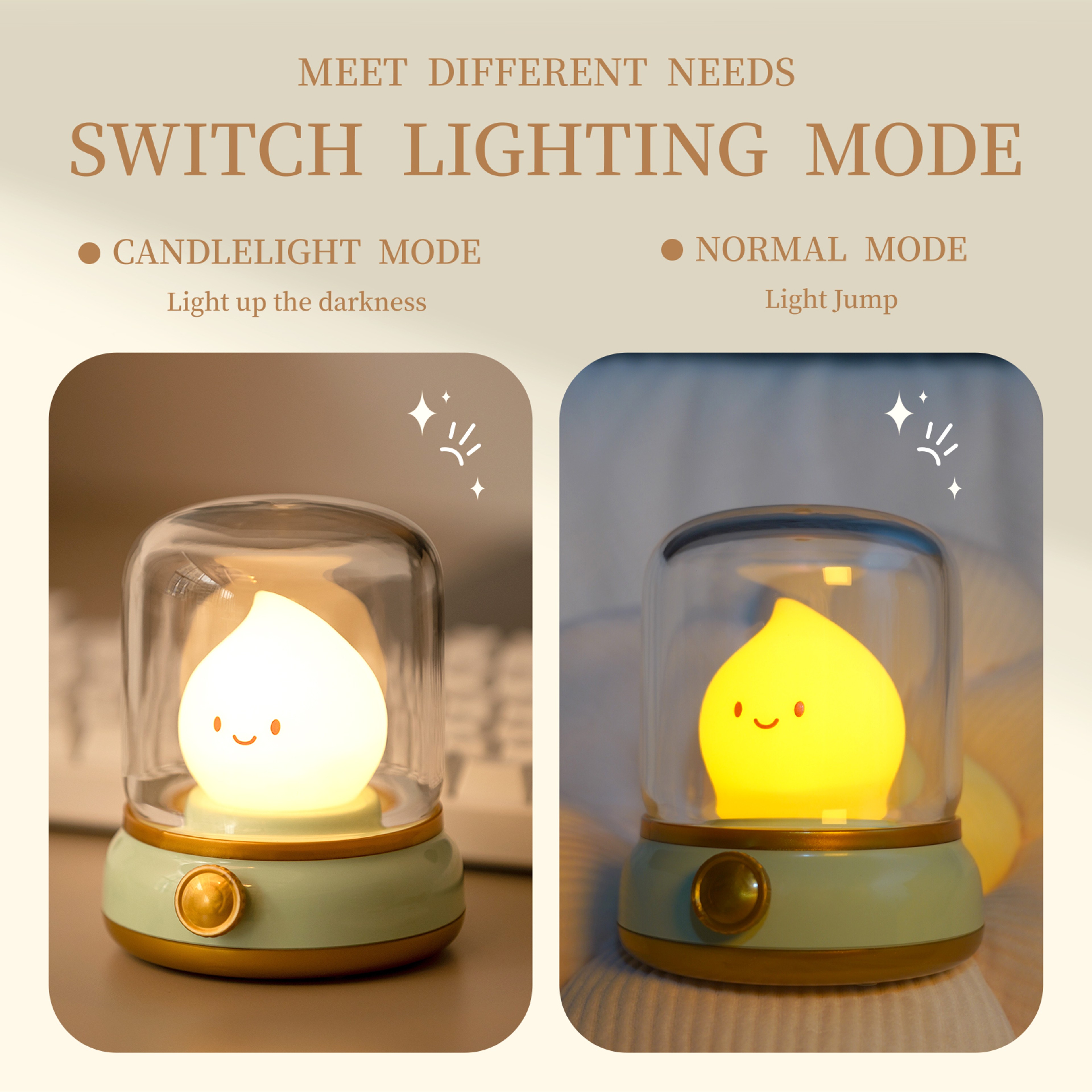 USB Rechargeable Portable Cartoon Table Lamp, Mini Desktop LED Cute Night Lamp, Creative Candlelight Lamp for Coffee Bar – view 3