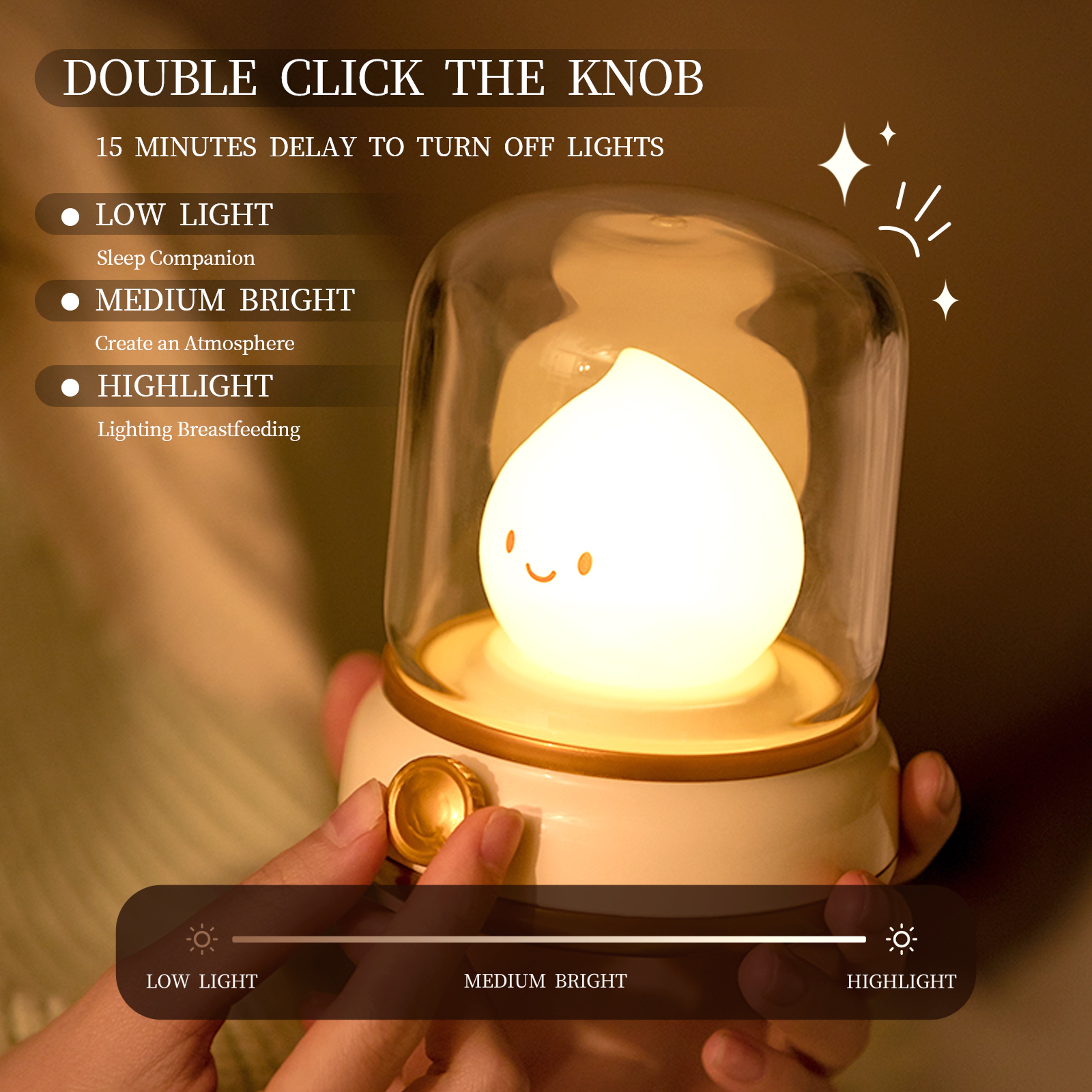USB Rechargeable Portable Cartoon Table Lamp, Mini Desktop LED Cute Night Lamp, Creative Candlelight Lamp for Coffee Bar – view 6