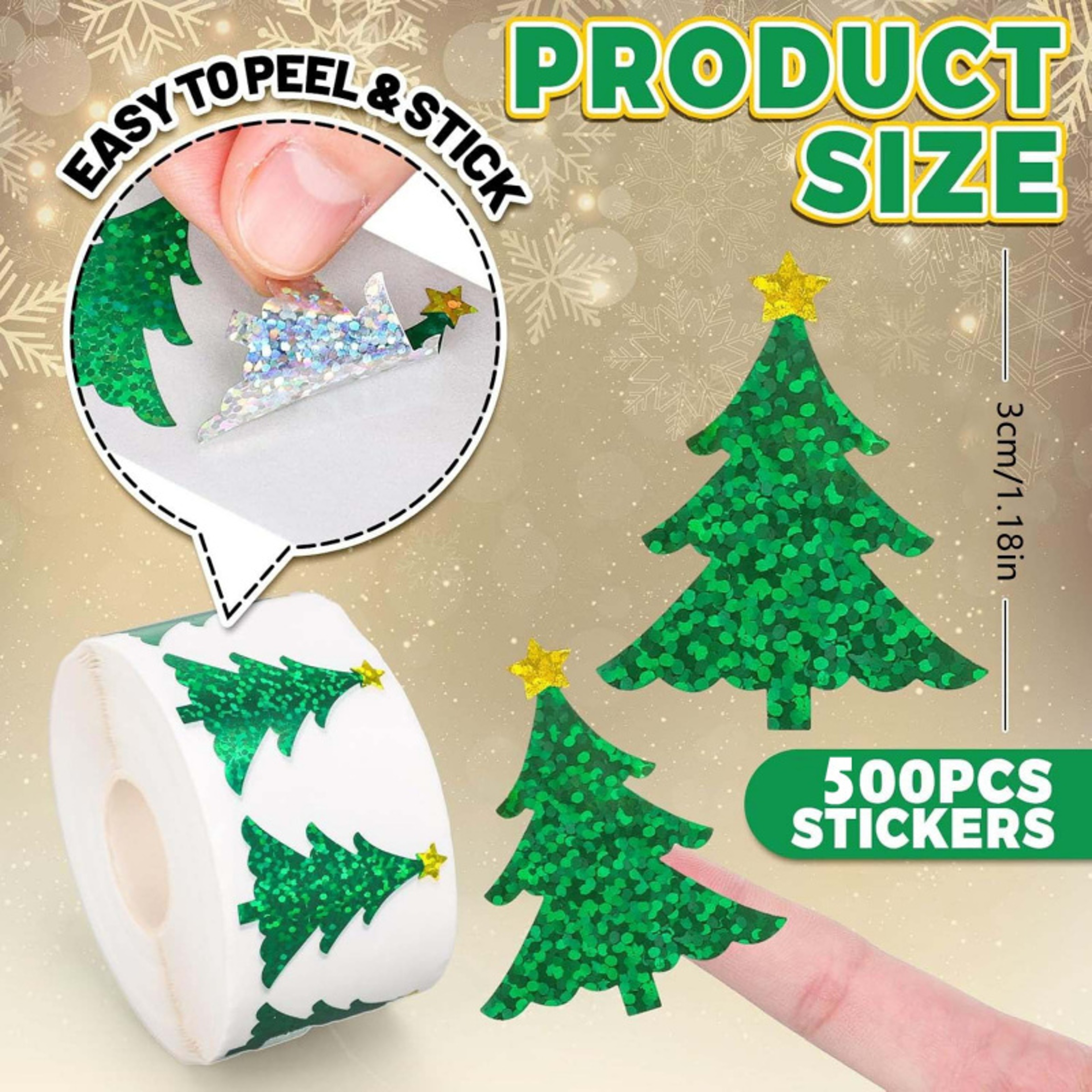 Christmas Tree Sticker Reel, Children's Toy Stickers, Waterproof Packaging Sticker Labels, Christmas Decorations – view 2