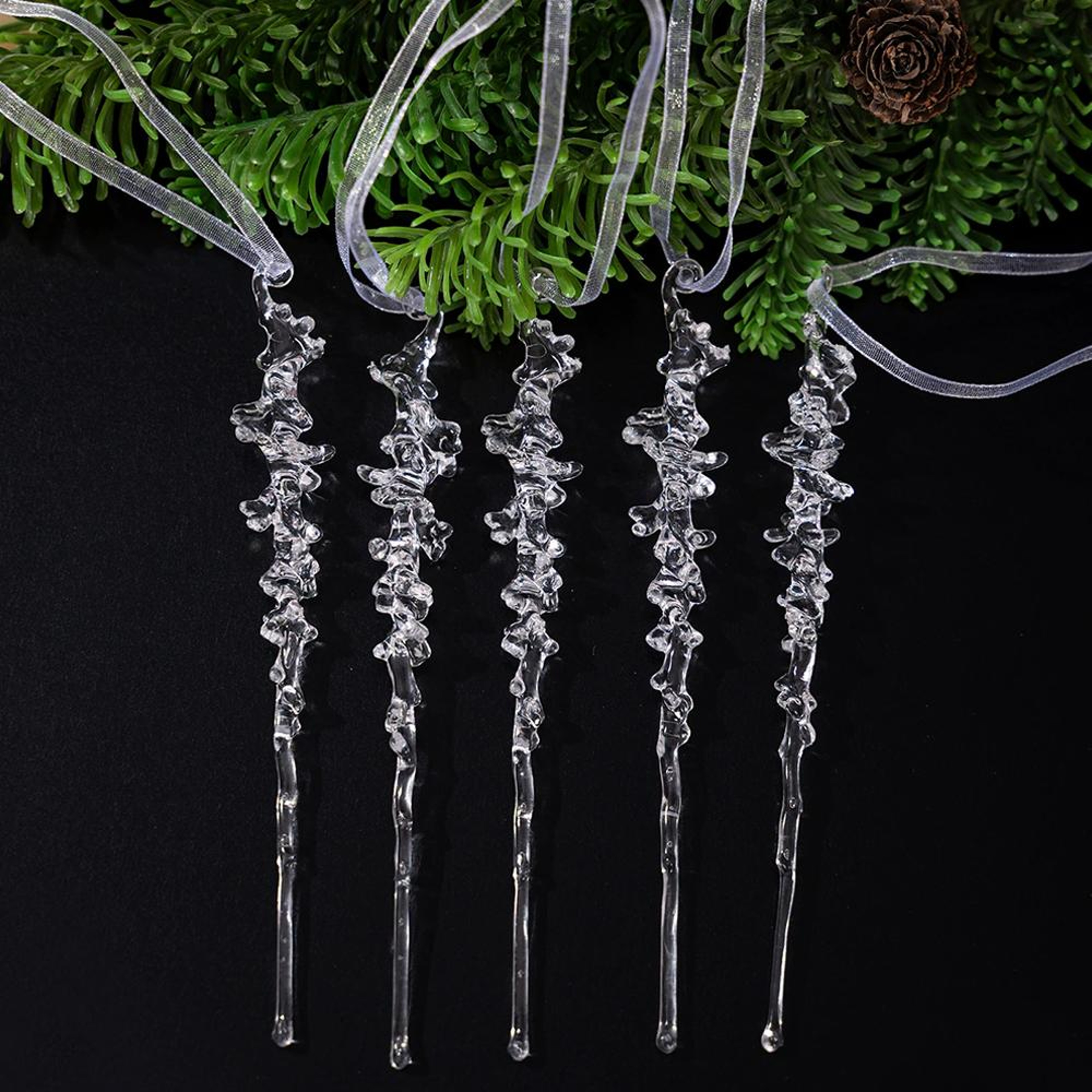 Christmas Decorative Pendants, Acrylic Threaded Ice Cone, Arrangement Cone And Bar Set, Simulated Ice Bars – view 2
