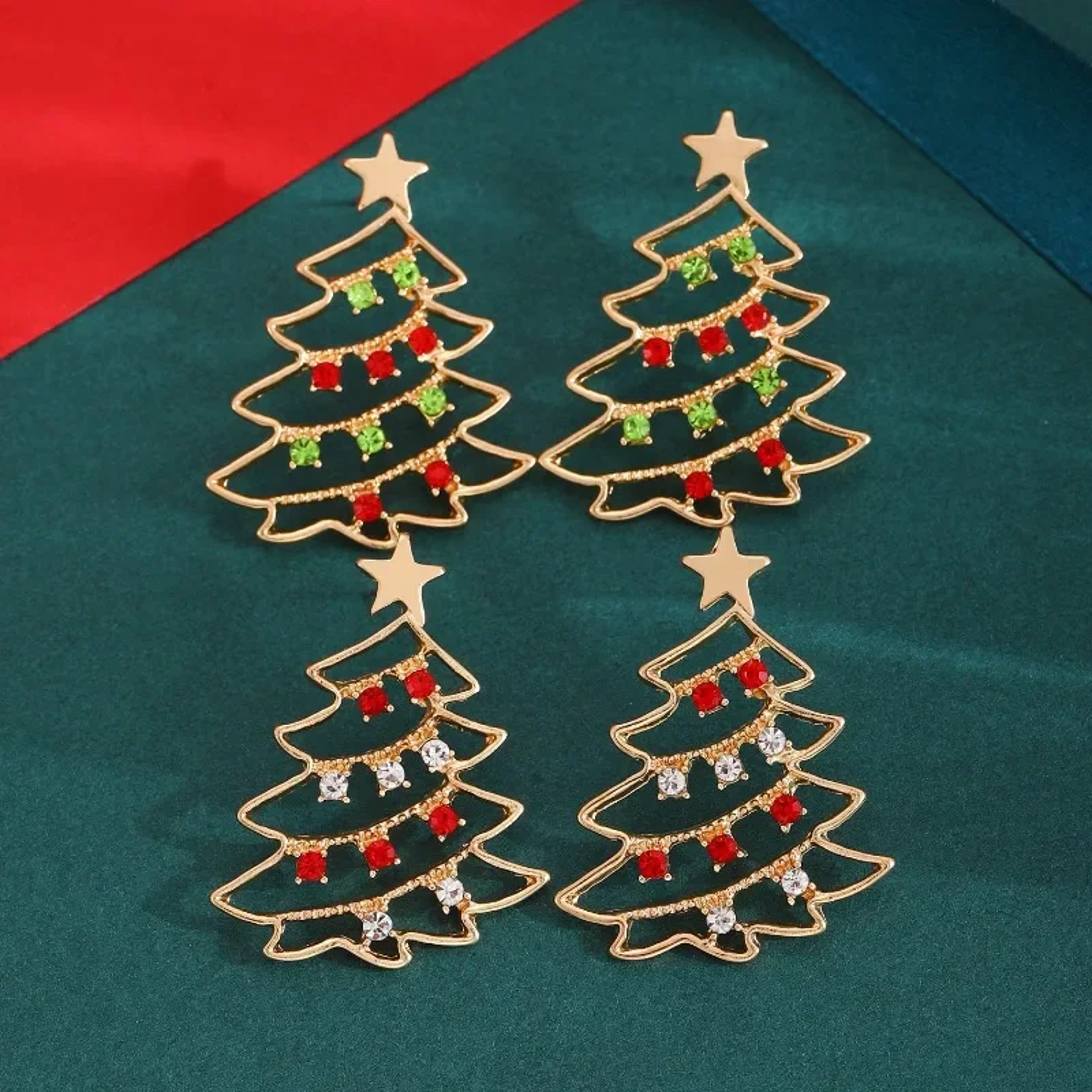 Creative Jewelry, Christmas Colored Zircon, Women's Simple and Fashionable Earrings, Holiday Gift – view 3