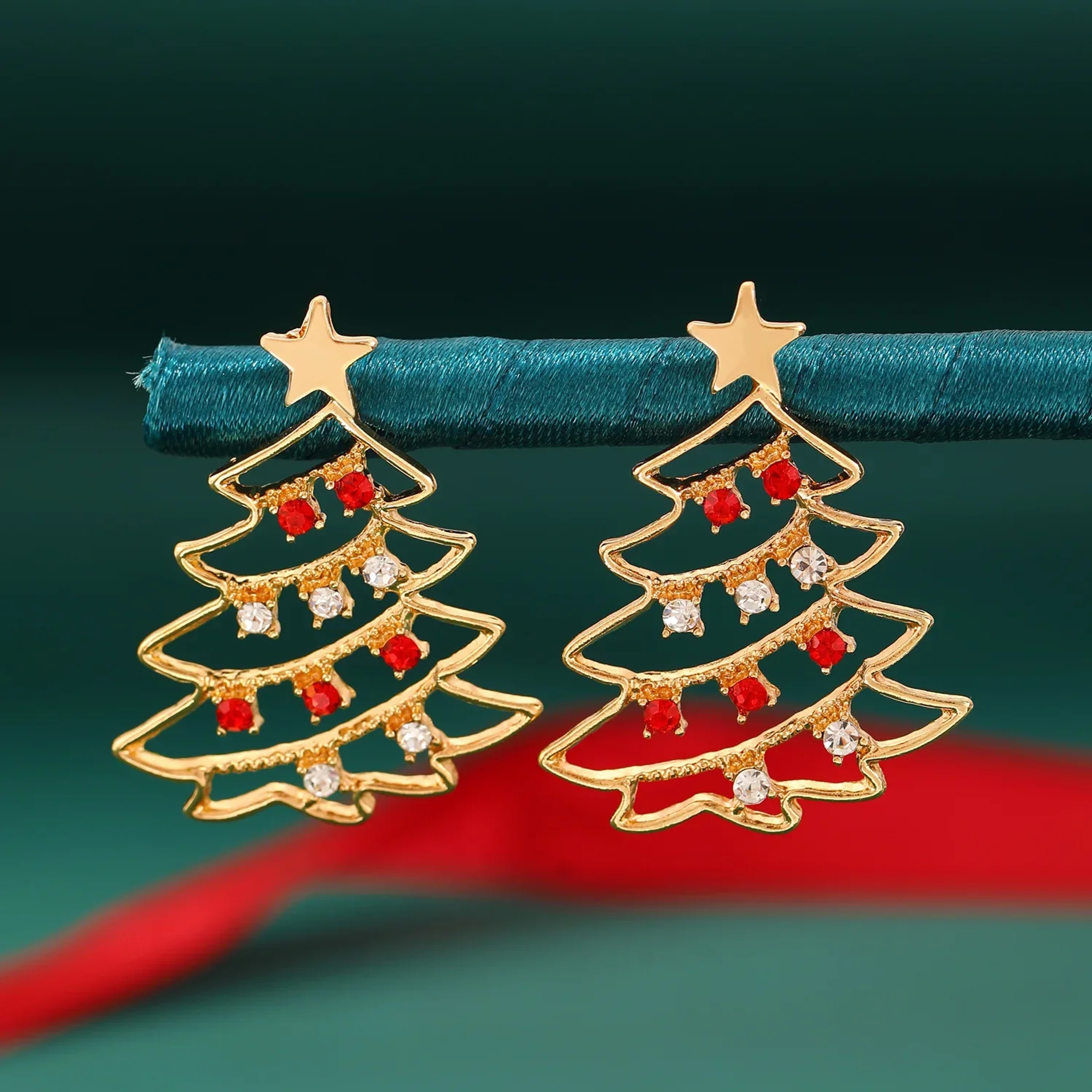 Creative Jewelry, Christmas Colored Zircon, Women's Simple and Fashionable Earrings, Holiday Gift – view 7