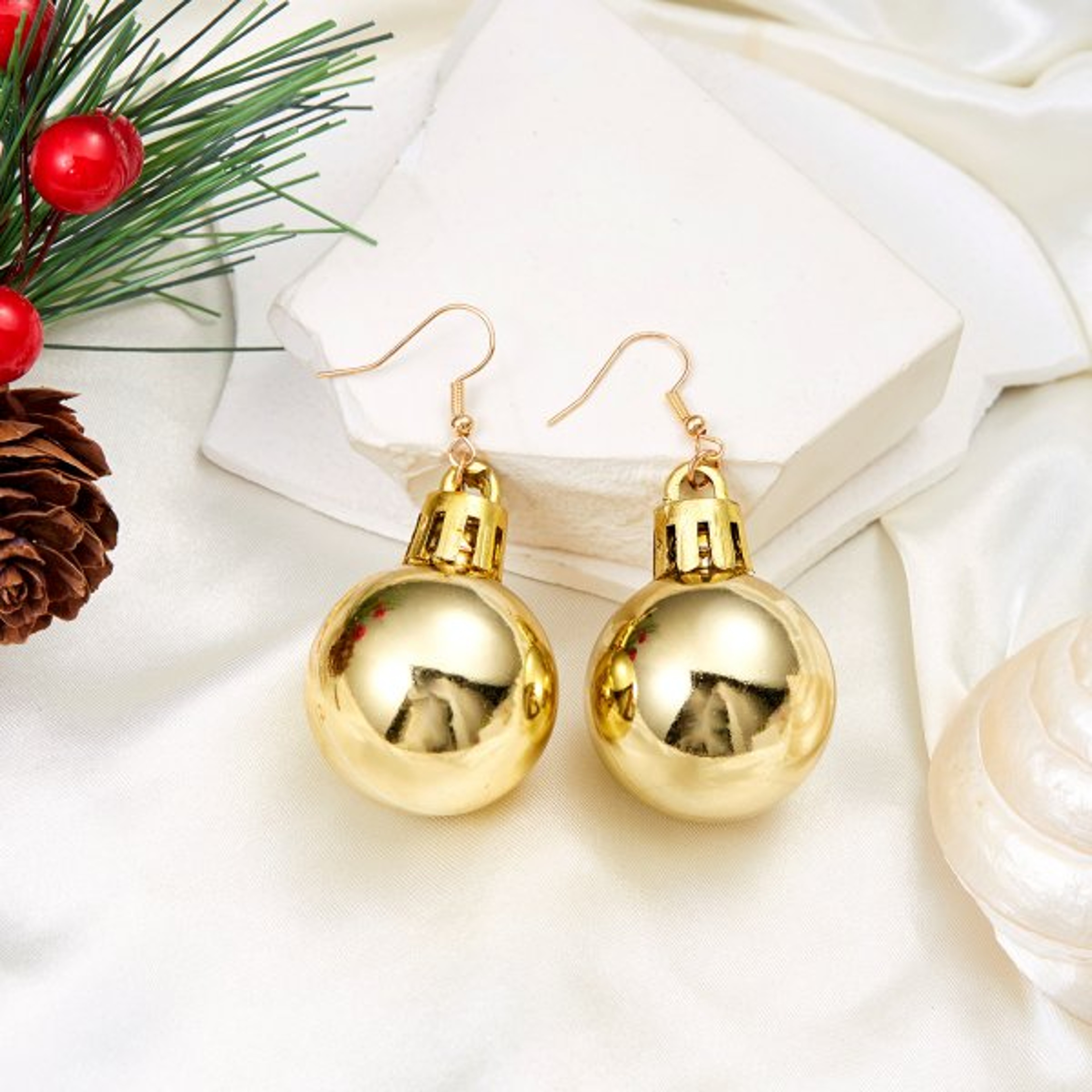 Christmas Snowflake Star Ball Shaped Bulb Earrings Hook For Women Ear Dangle Drop Xmas Fashion Party Jewelry Gift – view 15