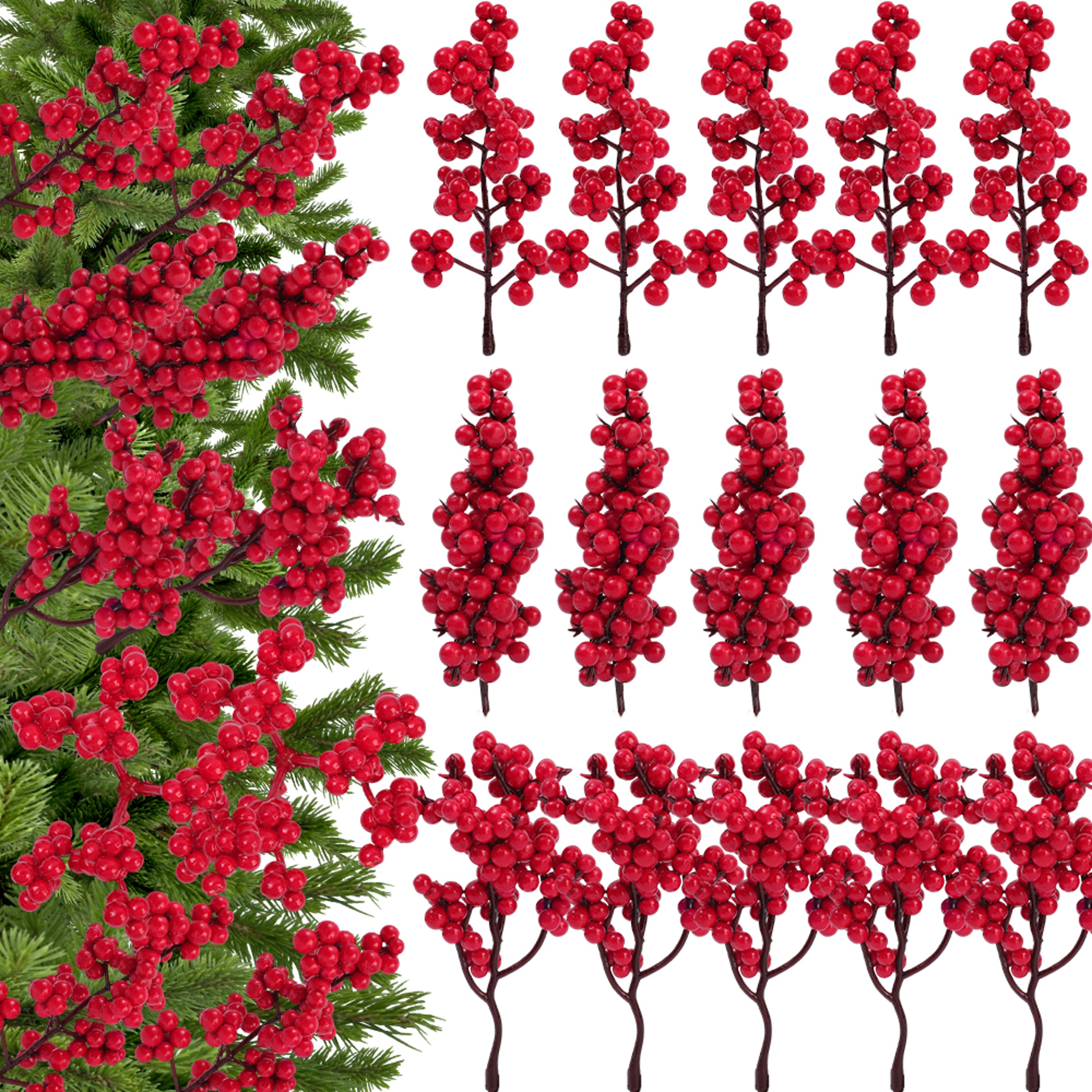 Cherry Stamen For Home Decor Christmas Decoration Red Berry Branches Wedding Wreath Flowers Accesso 0