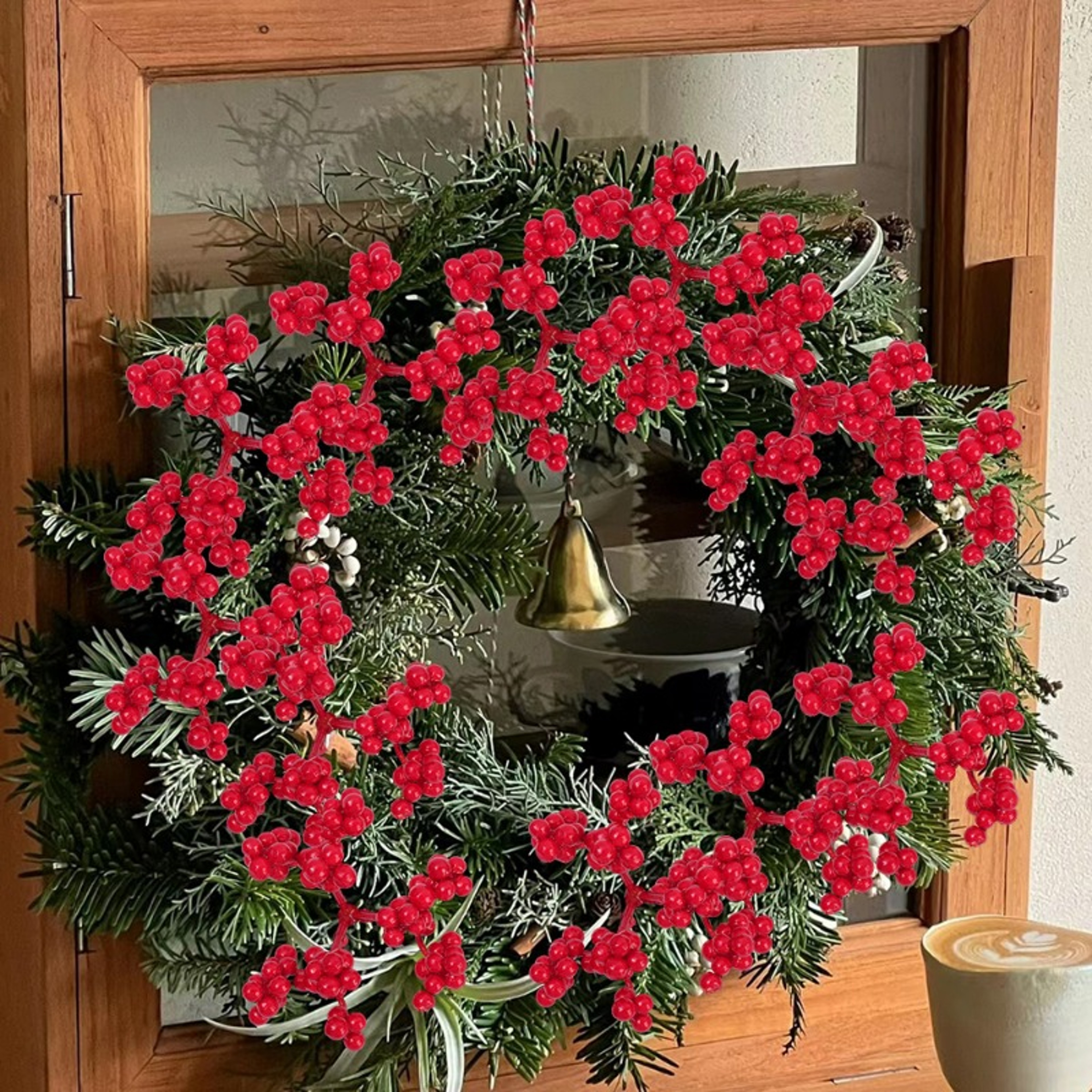 Cherry Stamen For Home Decor Christmas Decoration Red Berry Branches Wedding Wreath Flowers Accesso 3