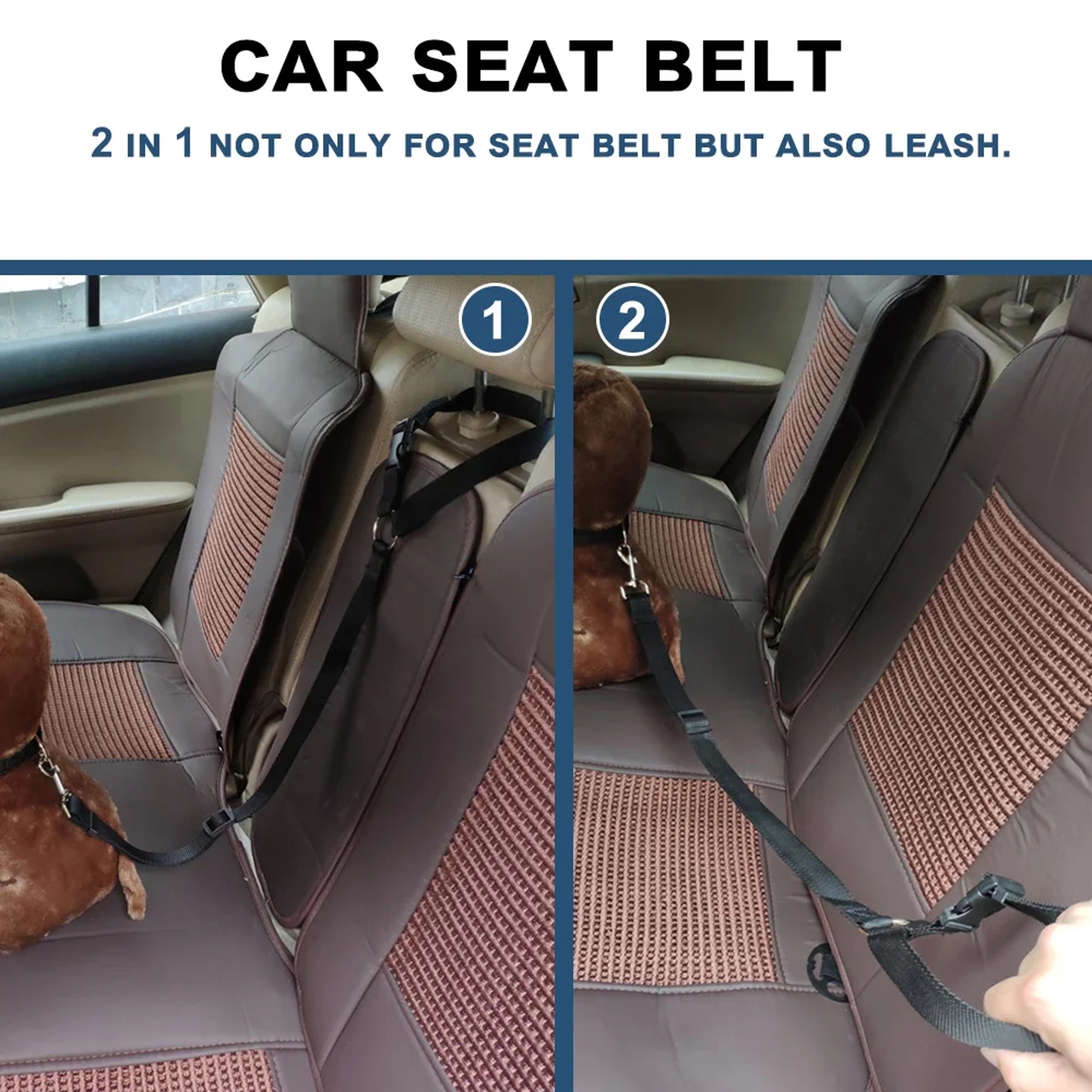 Adjustable Dogs Harness Collar, Solid Color Two in One Pet Car Seat Belt, Backseat Safety Belt, Nylon Lead Leash, Pet – view 5
