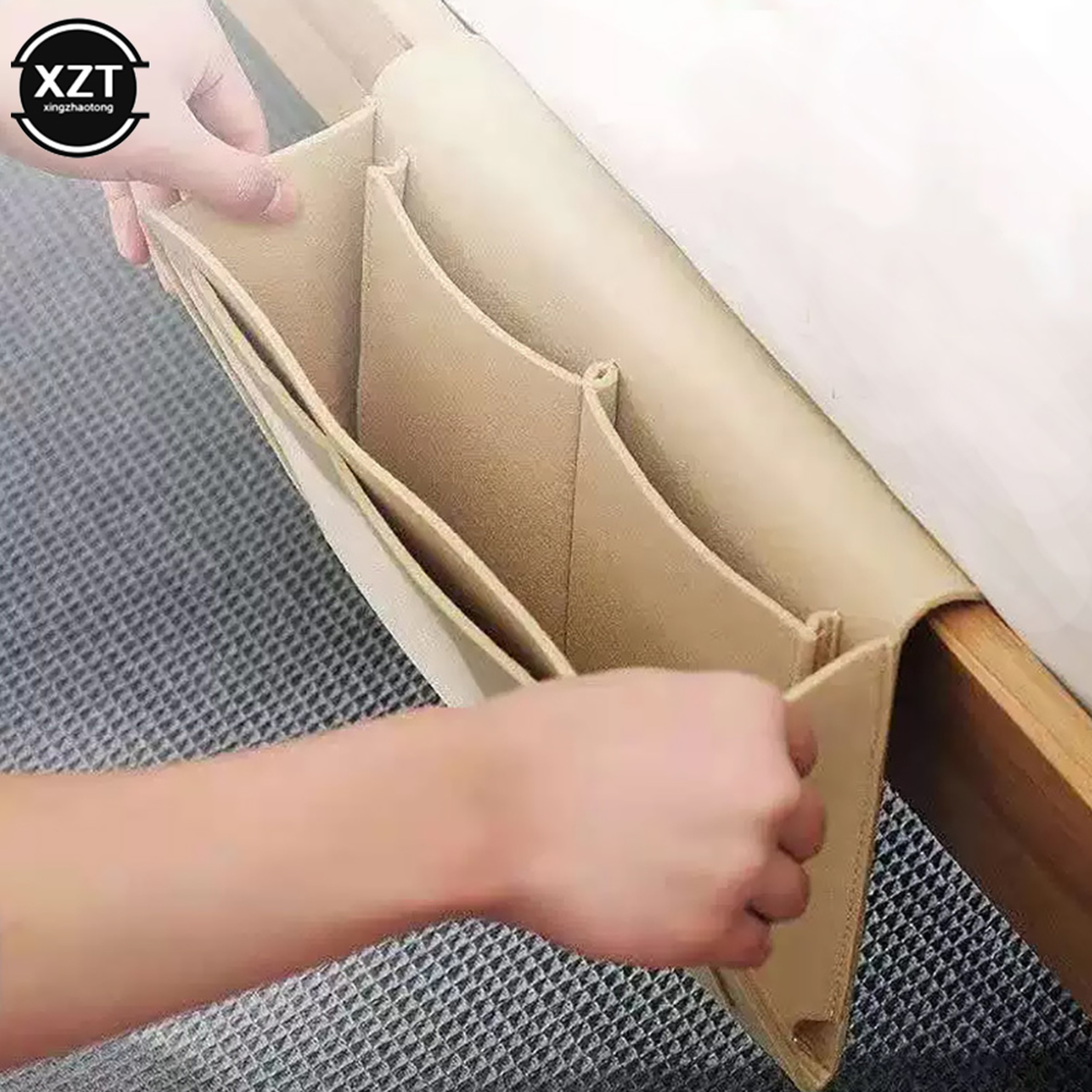 Phone Book Magazine Holder Pockets Hanging Storage Bag, Felt Bedside Storage Organizer, Baby Tissue Box For Bed Sofa – view 6