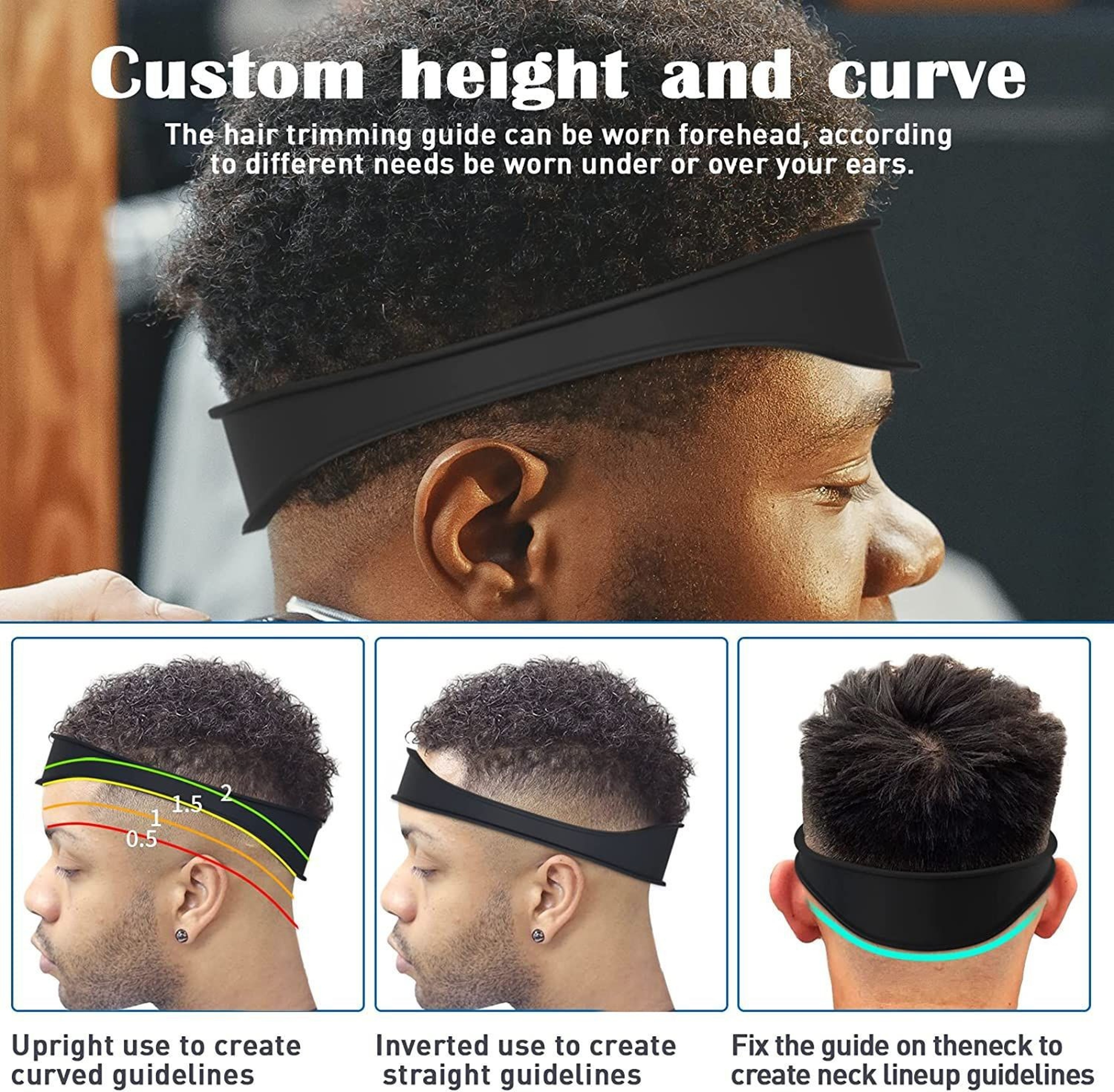 Silicone Neckline Shaving Template, DIY Home Haircuts Curved Headband, Hair Styling Tool and Cutting Guide – view 5