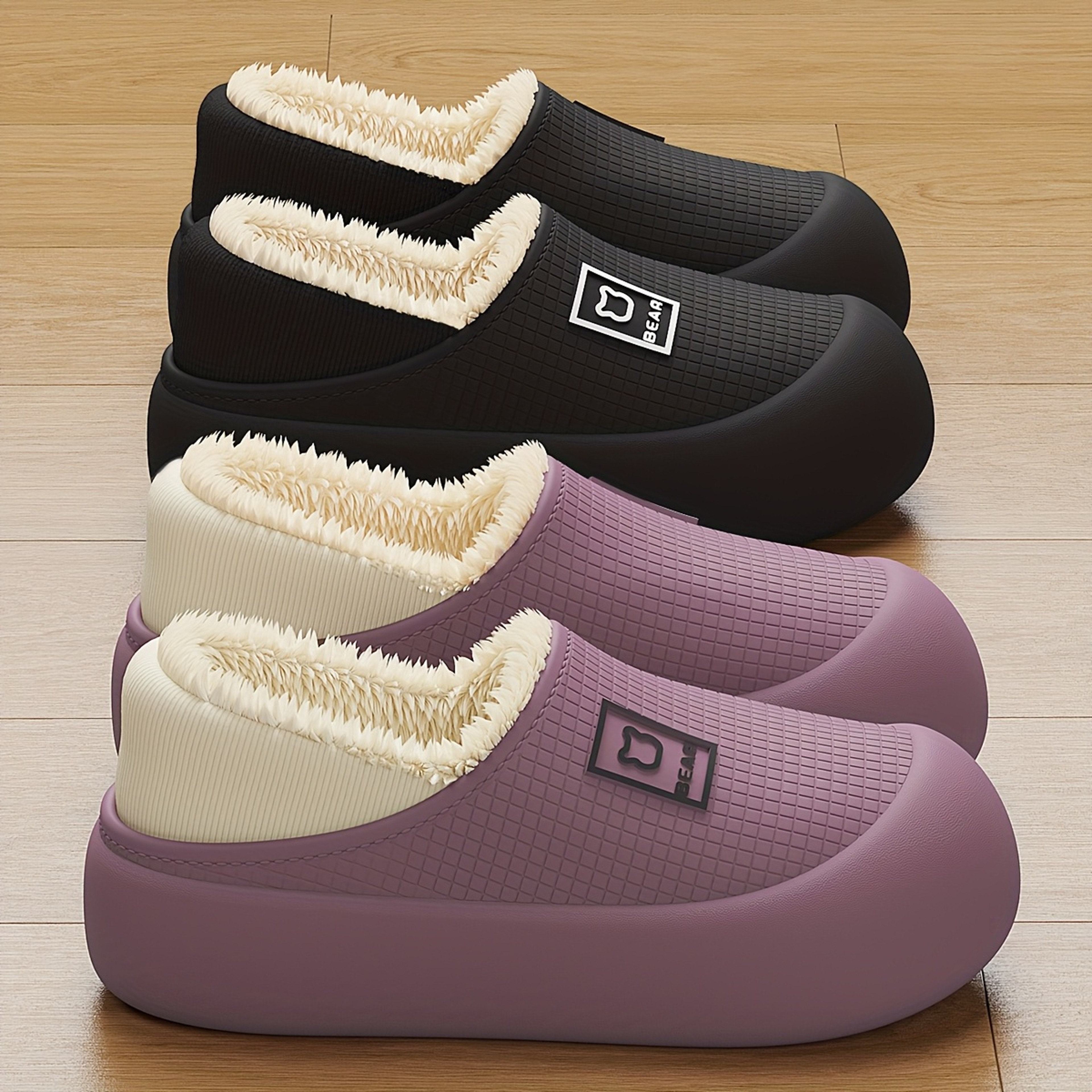 New Style Heeled Indoor Home Thick Sole Womens Slippers Winter NonSlip Fleece Lined Warm Slippers 0