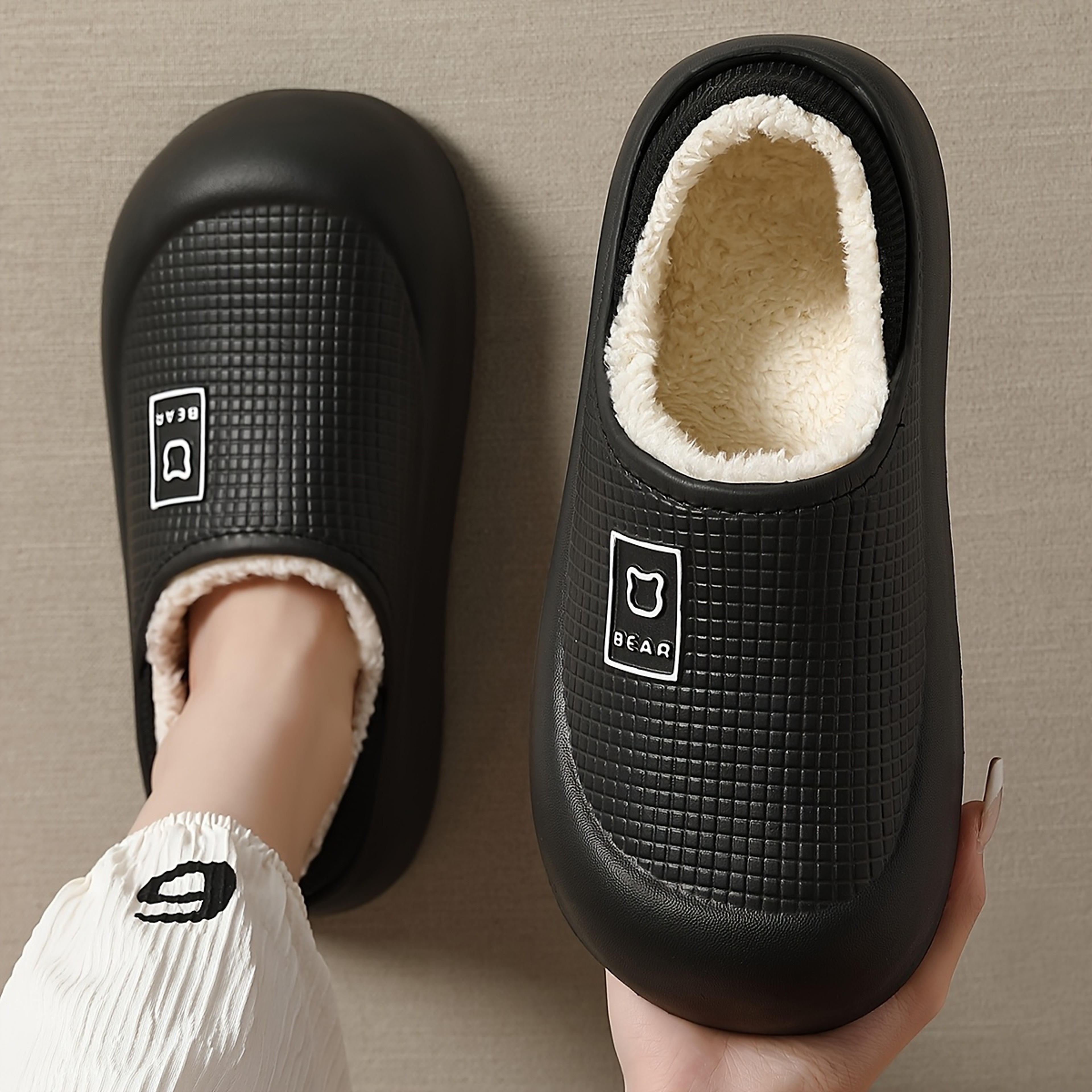 New Style Heeled Indoor Home Thick Sole Womens Slippers Winter NonSlip Fleece Lined Warm Slippers 6