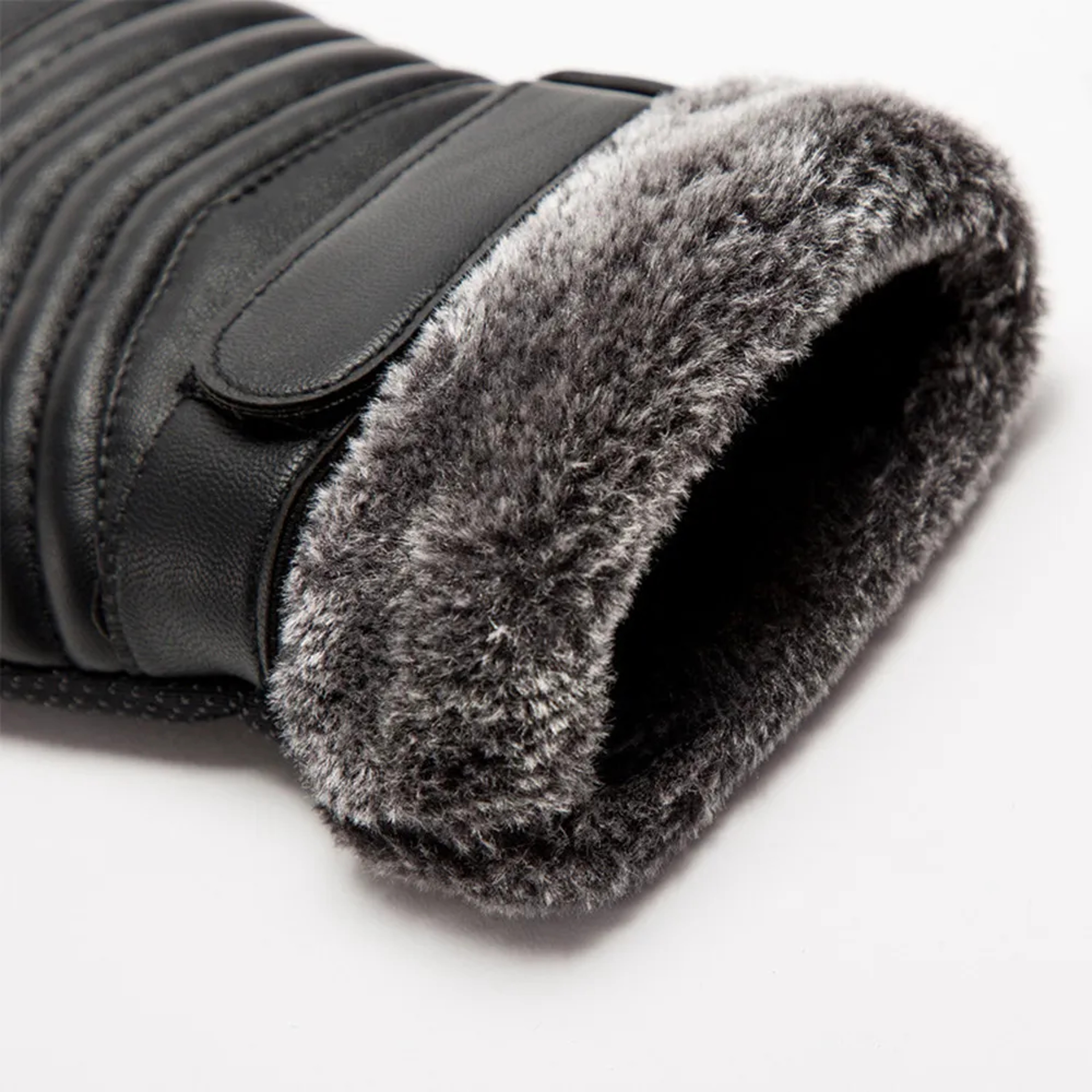Men Winter Gloves Fur Mouth Plush Motorcycle Insulation Gloves Touch Screen PU Cotton Gloves 3