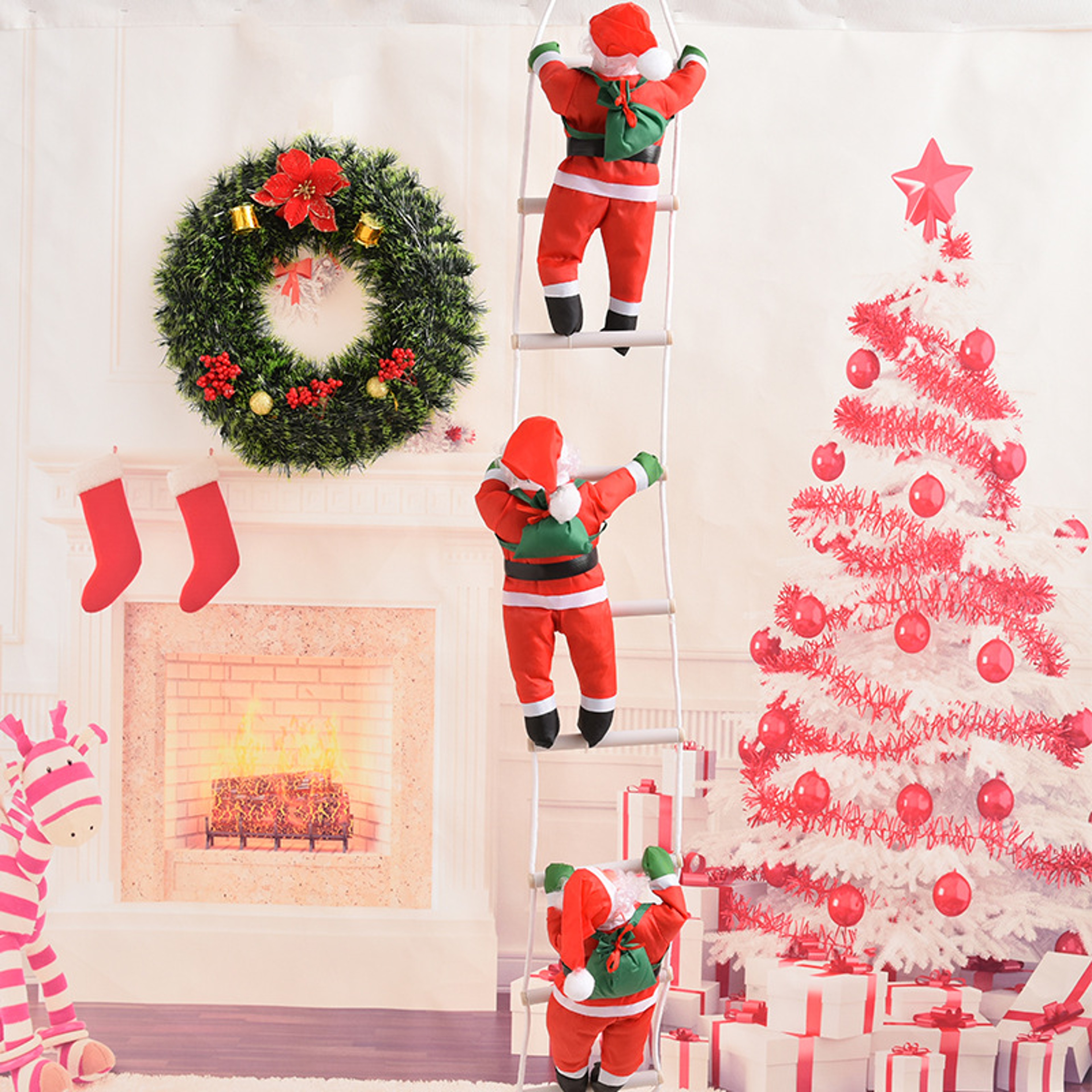 Doll Christmas Tree Hanging Decoration, Christmas Santa Claus Climbing Ladder, Indoor Door Wall Christmas Pendant – view 7