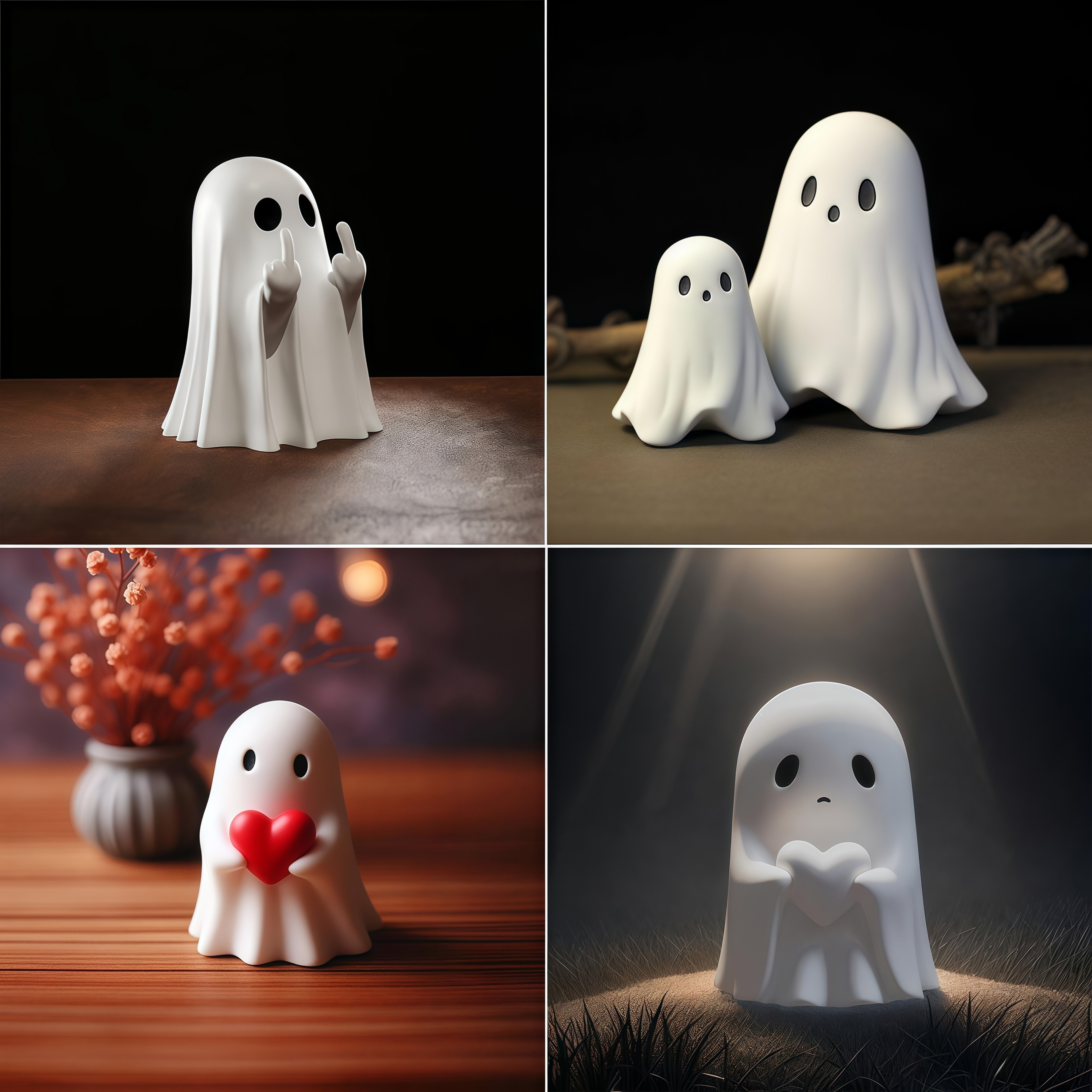 Small Halloween Decor for Home, Cute Middle Finger Ghost Statue, Centerpiece for Coffee Table, Adorable Horror Figure – view 5